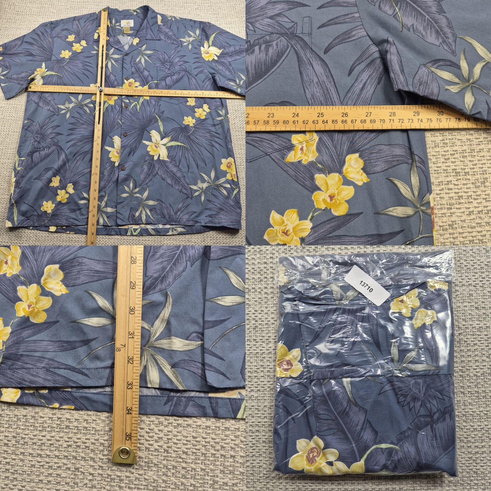 ALOHAS Ho Aloha Button Up Shirt Mens 3XL Blue Floral Hawaiian Aloha Short Sleeve Size US XXL / EU 58 / 5 - 8 Thumbnail