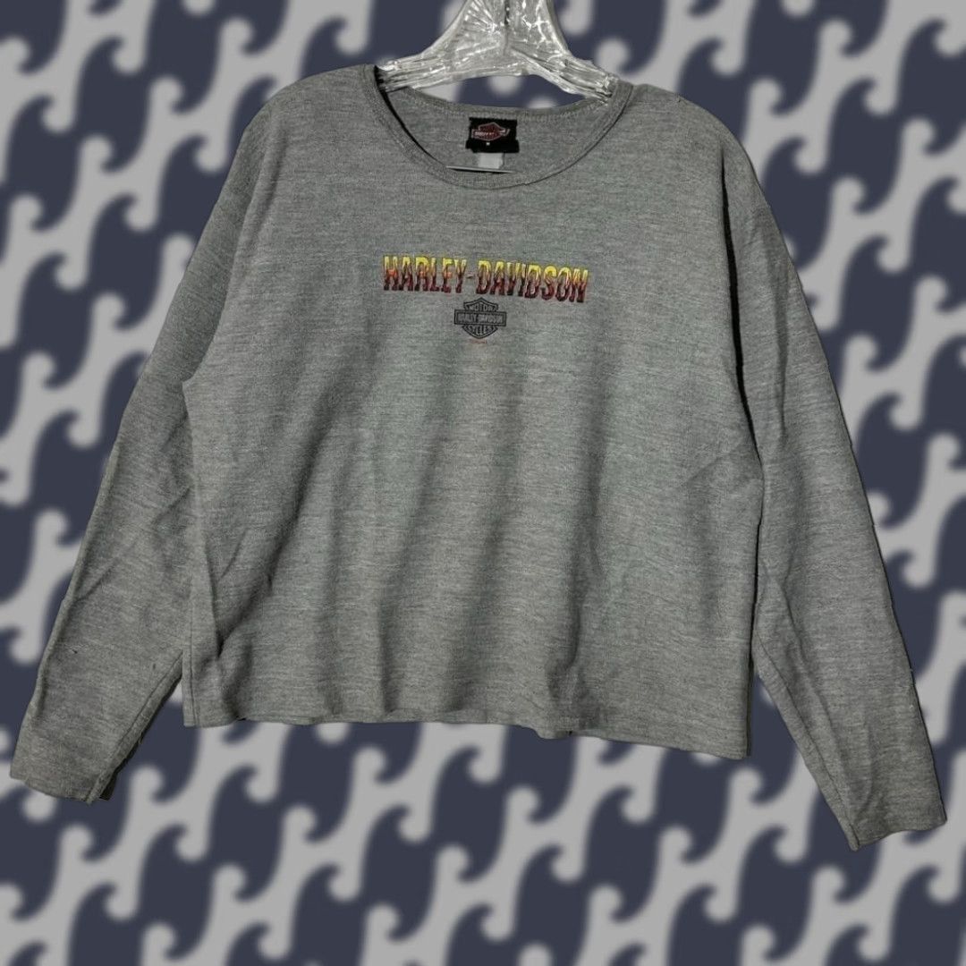 Harley Davidson VINTAGE Harley-Davidson Long Sleeve Shirt Womens Size M Gray 2003 Y2K Classic Design Size M / US 6-8 / IT 42-44 - 1 Thumbnail