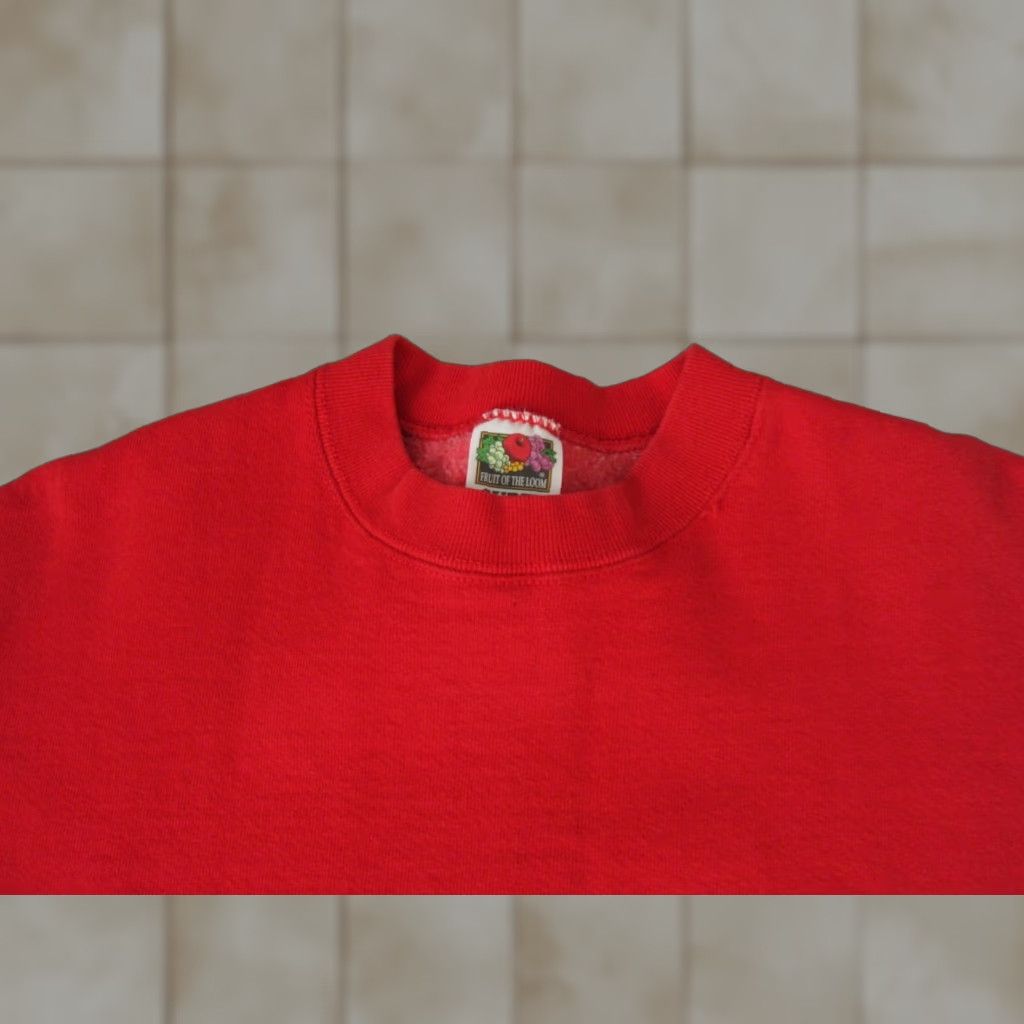 Fruit Of The Loom VINTAGE Fruit of the Loom Sweatshirt Mens M Red Heavyweight USA 90s Army Crew Neck Pullover Cotton Polyester Fleece Size US M / EU 48-50 / 2 - 1 Thumbnail