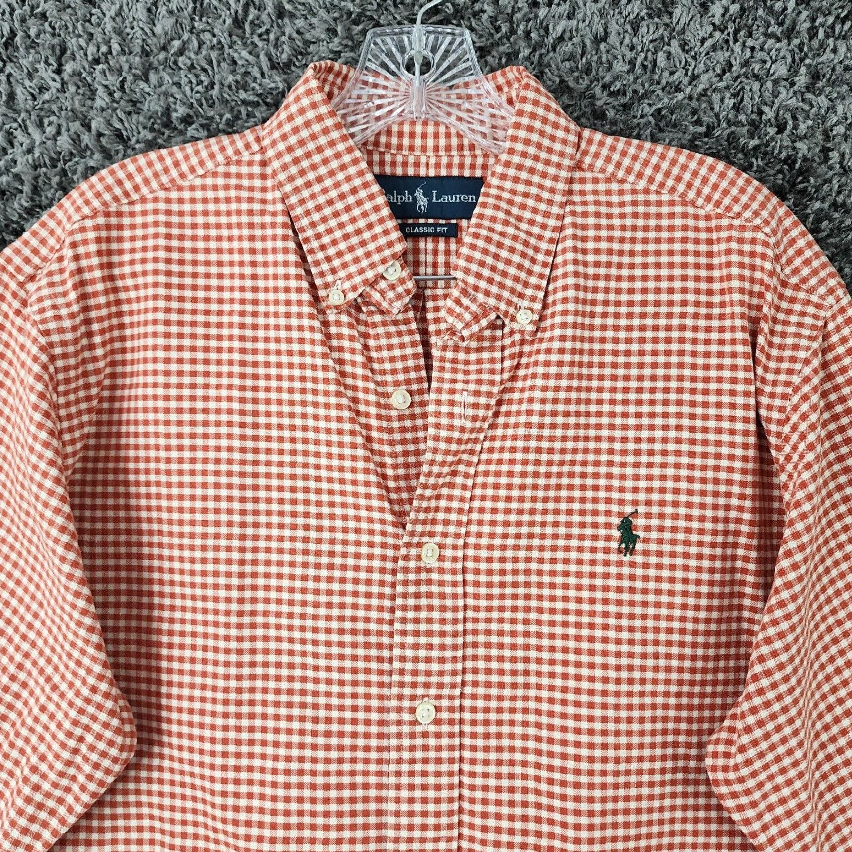 Ralph Lauren Ralph Lauren Shirt Long Sleeve Button-Up Men Orange White Checkered Sz L Size US L / EU 52-54 / 3 - 3 Thumbnail
