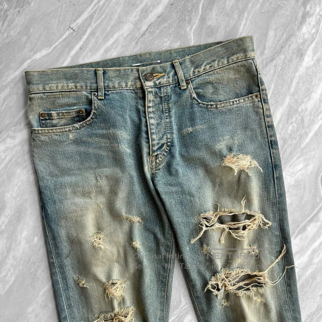Saint Laurent Paris SAINT LAURENT Distressed Blue Jeans. Size US 30 / EU 46 - 2 Thumbnail