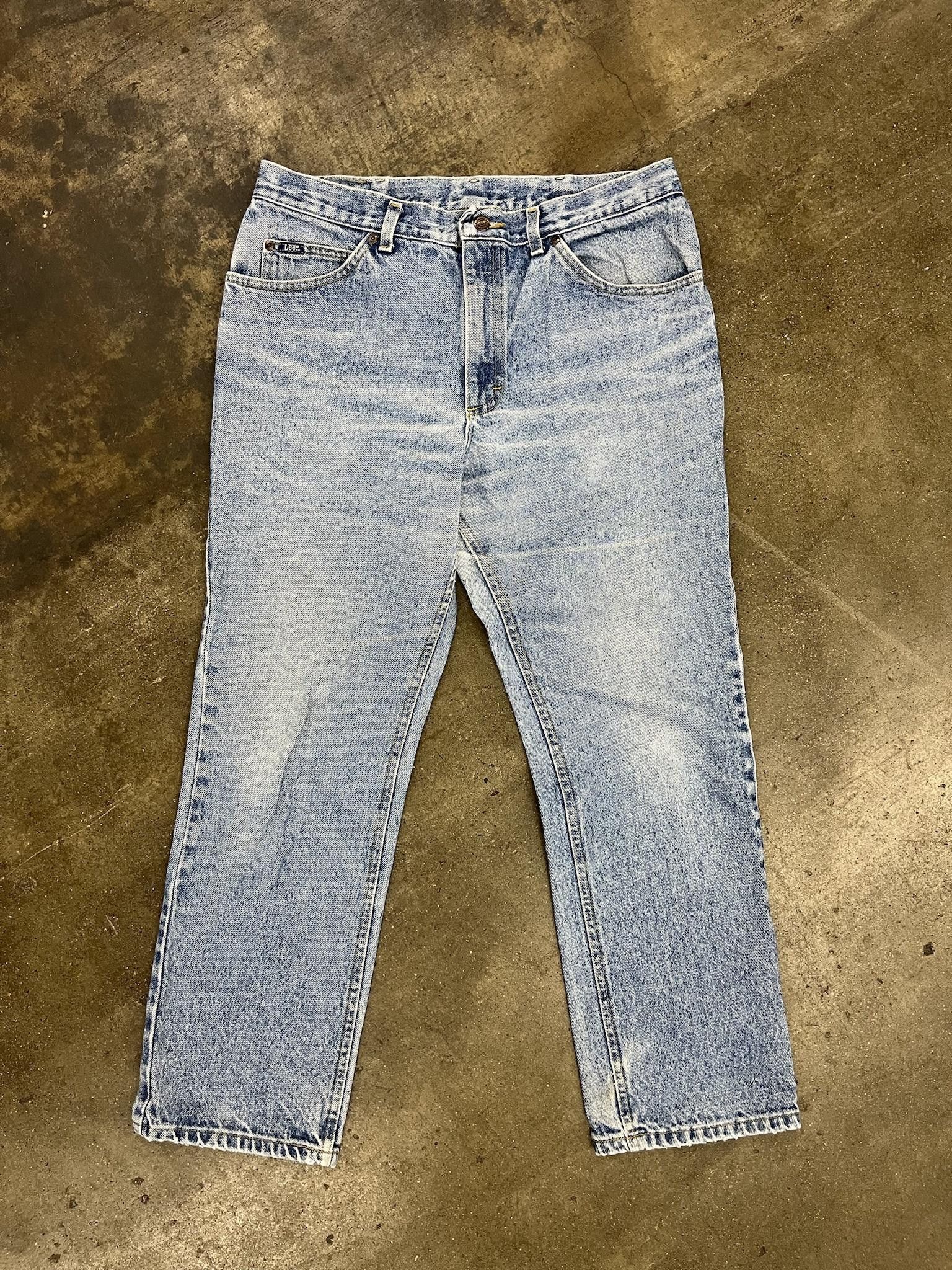 Jean × Vintage 1990's Regular Fit Lightwash Jeans (Thick Leather Back Tag) Size US 36 / EU 52 - 1 Thumbnail