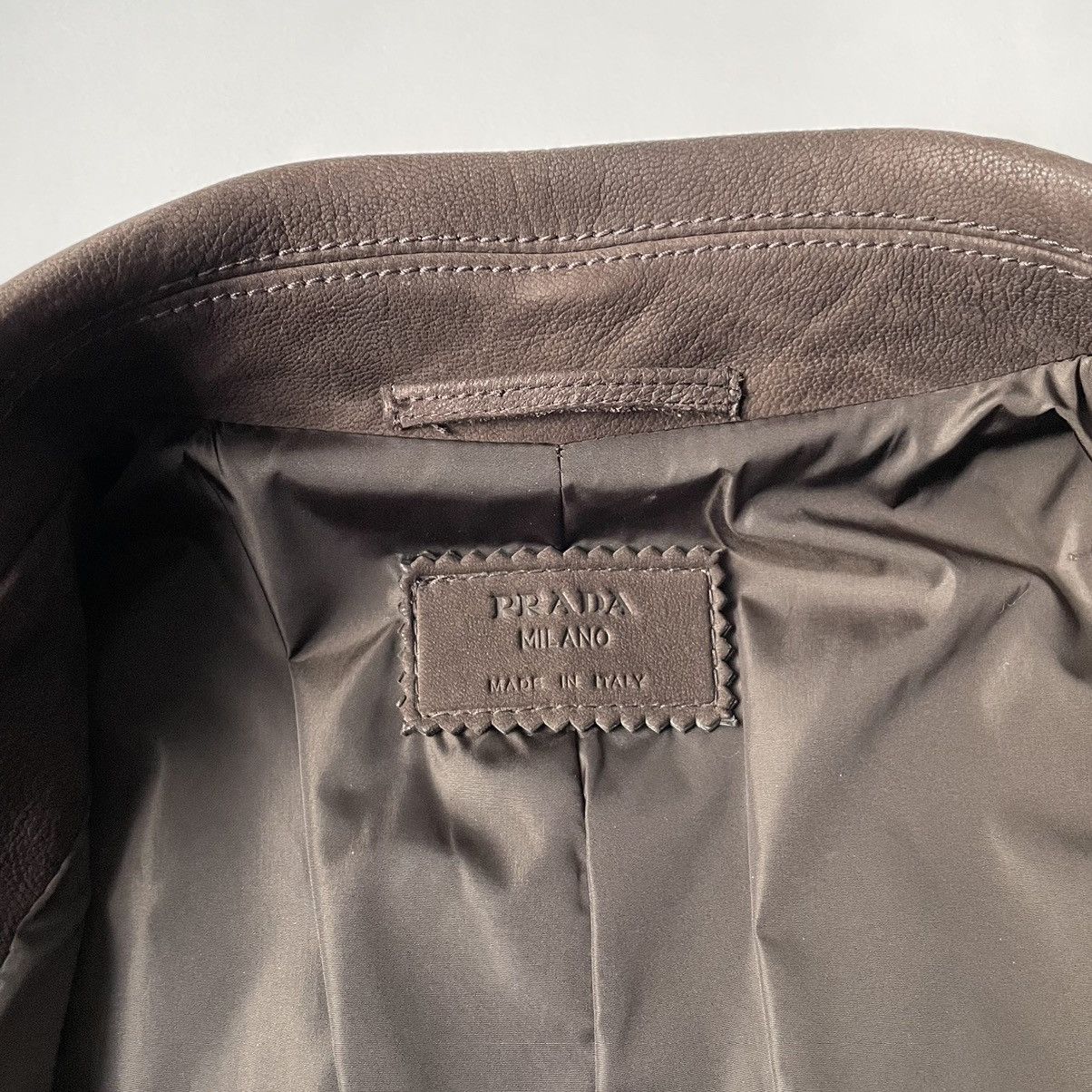 Prada Early 2000s Leather Mac / Pea Coat Size US M / EU 48-50 / 2 - 5 Thumbnail