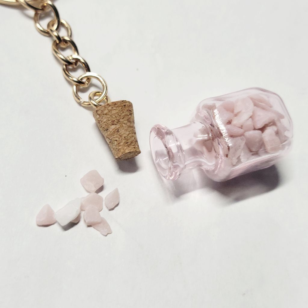 Handmade Hand crafted pink opal mini bottle keychain Size ONE SIZE - 1 Thumbnail