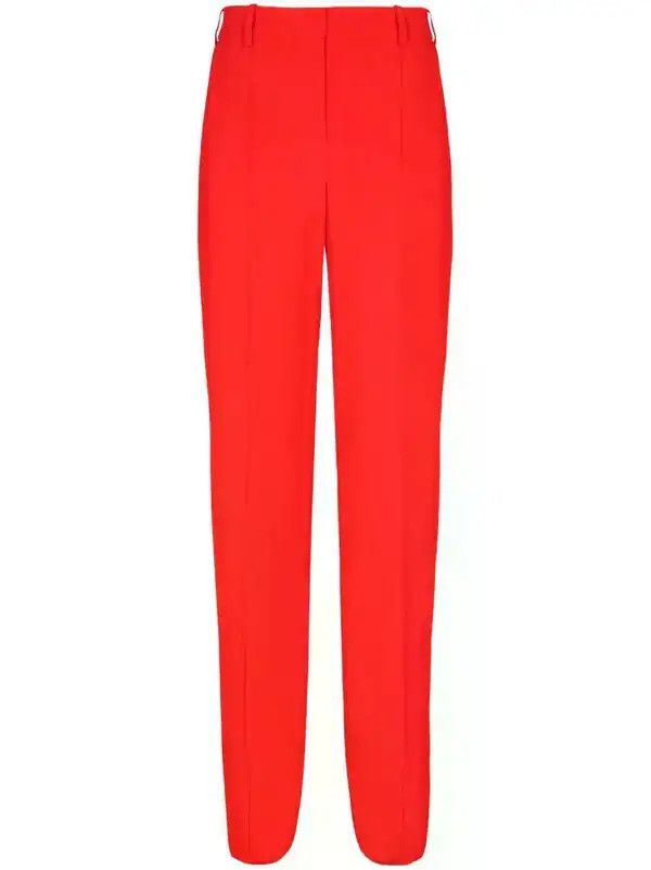 Balmain o1s1wg110526 Crepe Tailored Trousers in Red Size 27" / US 4 / IT 40 - 1 Thumbnail