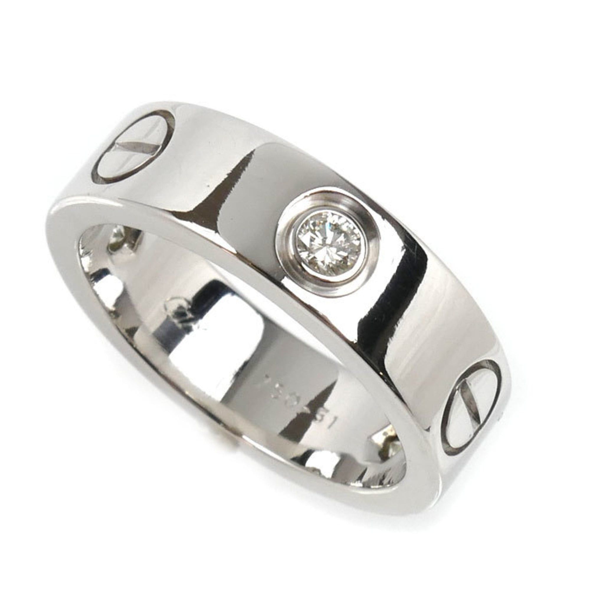 Cartier Cartier 18KWG White Gold Love Half Diamond Ring with Diamonds, 1.51ct, 8.6g, Women's Size ONE SIZE - 1 Thumbnail