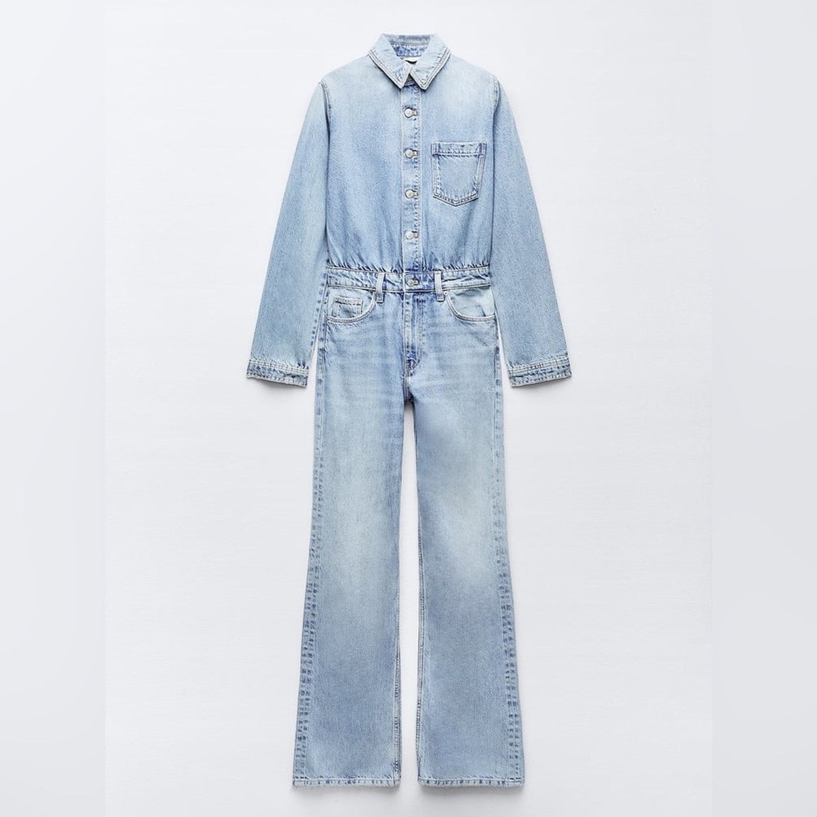 Zara ZARA BLOGGER FAVORITE TRF LONG DENIM JUMPSUIT Size 28" / US 6 / IT 42 - 10 Thumbnail