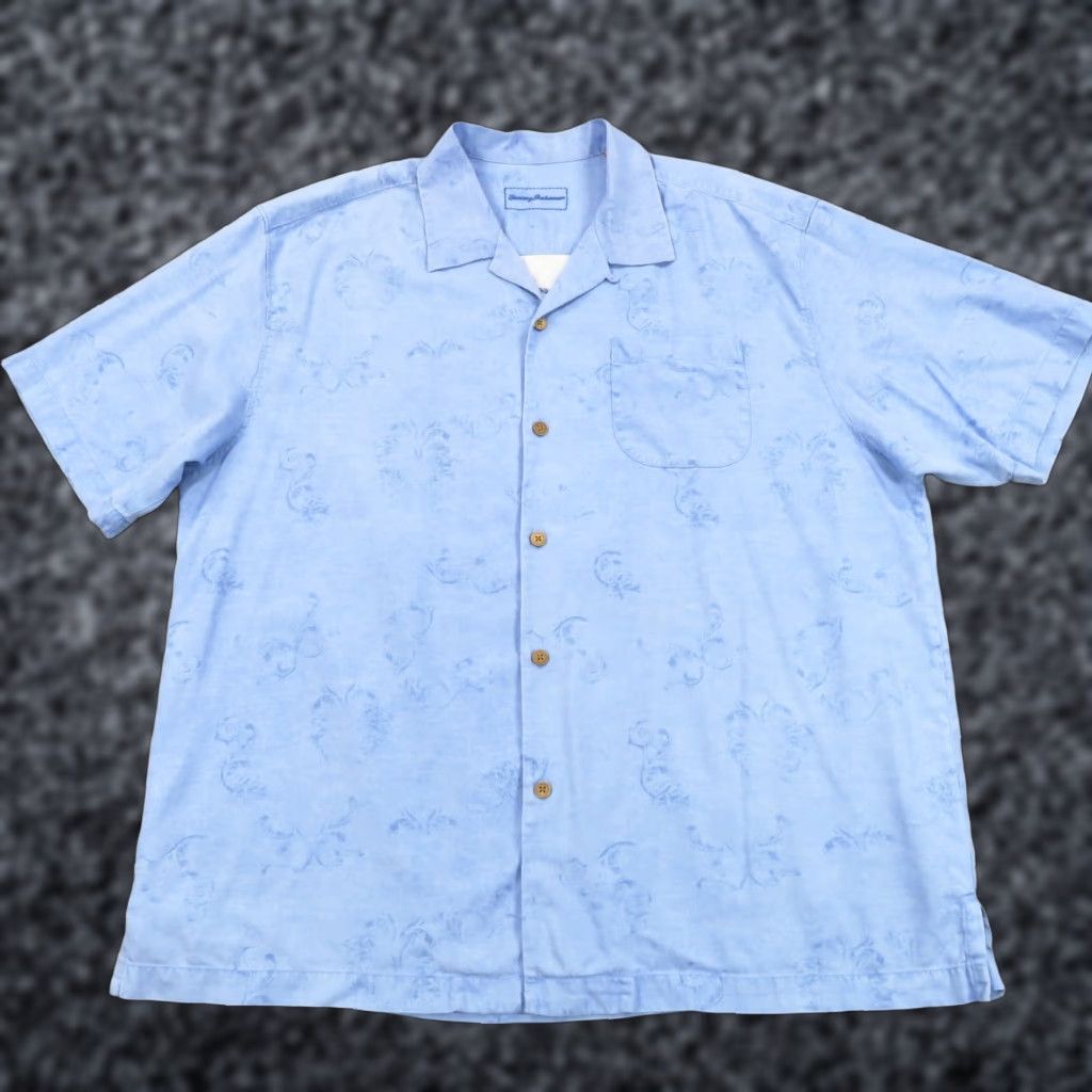 Tommy Bahama VINTAGE Tommy Bahama Silk Shirt XL Men Embroidered Button-Up Blue Floral Print Beach Hawaiian Tropical Shirt Mens Size US XL / EU 56 / 4 - 1 Thumbnail