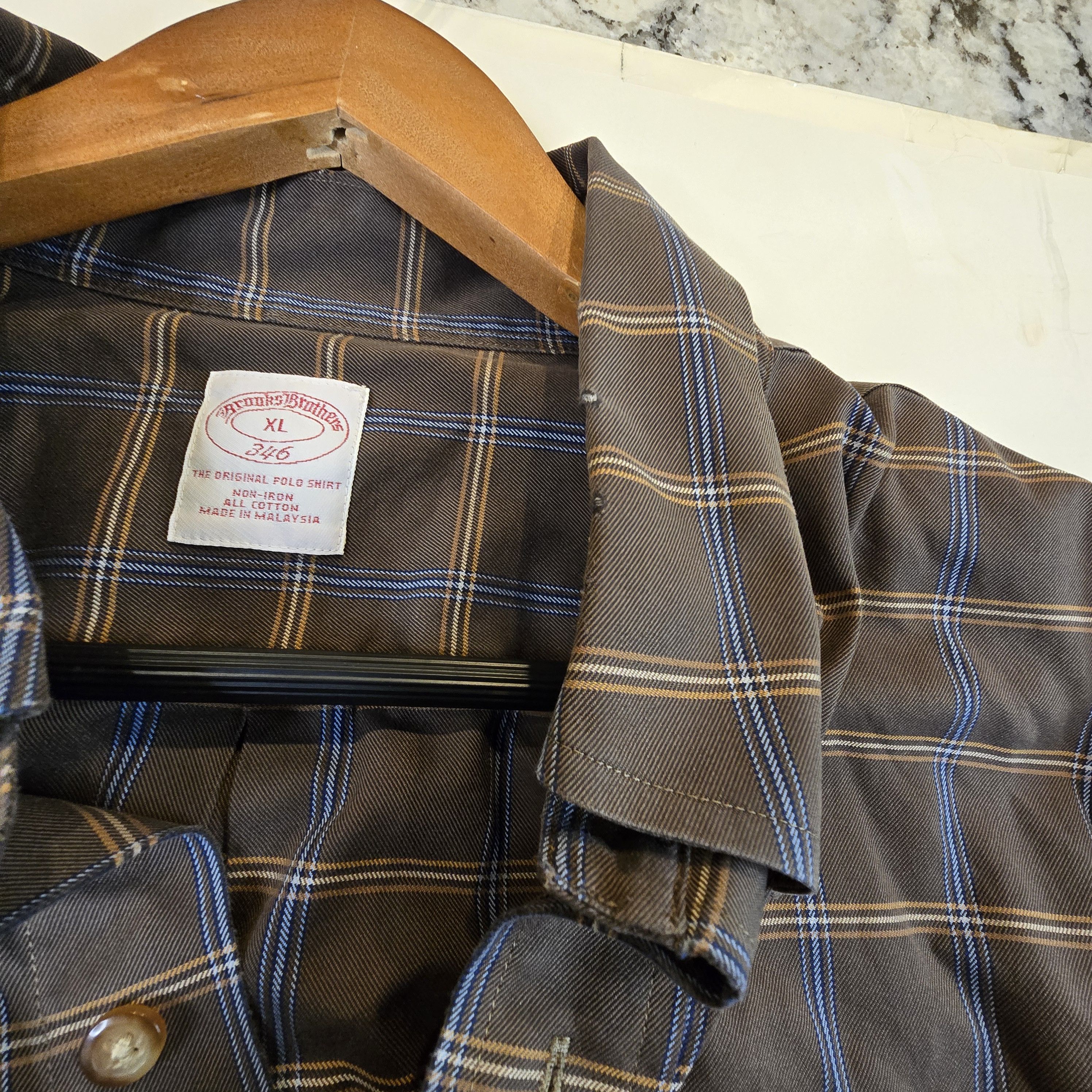 Brooks Brothers Brooks Brothers XL 1818 Regent Shirt Brown Blue Plaid Size US XL / EU 56 / 4 - 3 Thumbnail