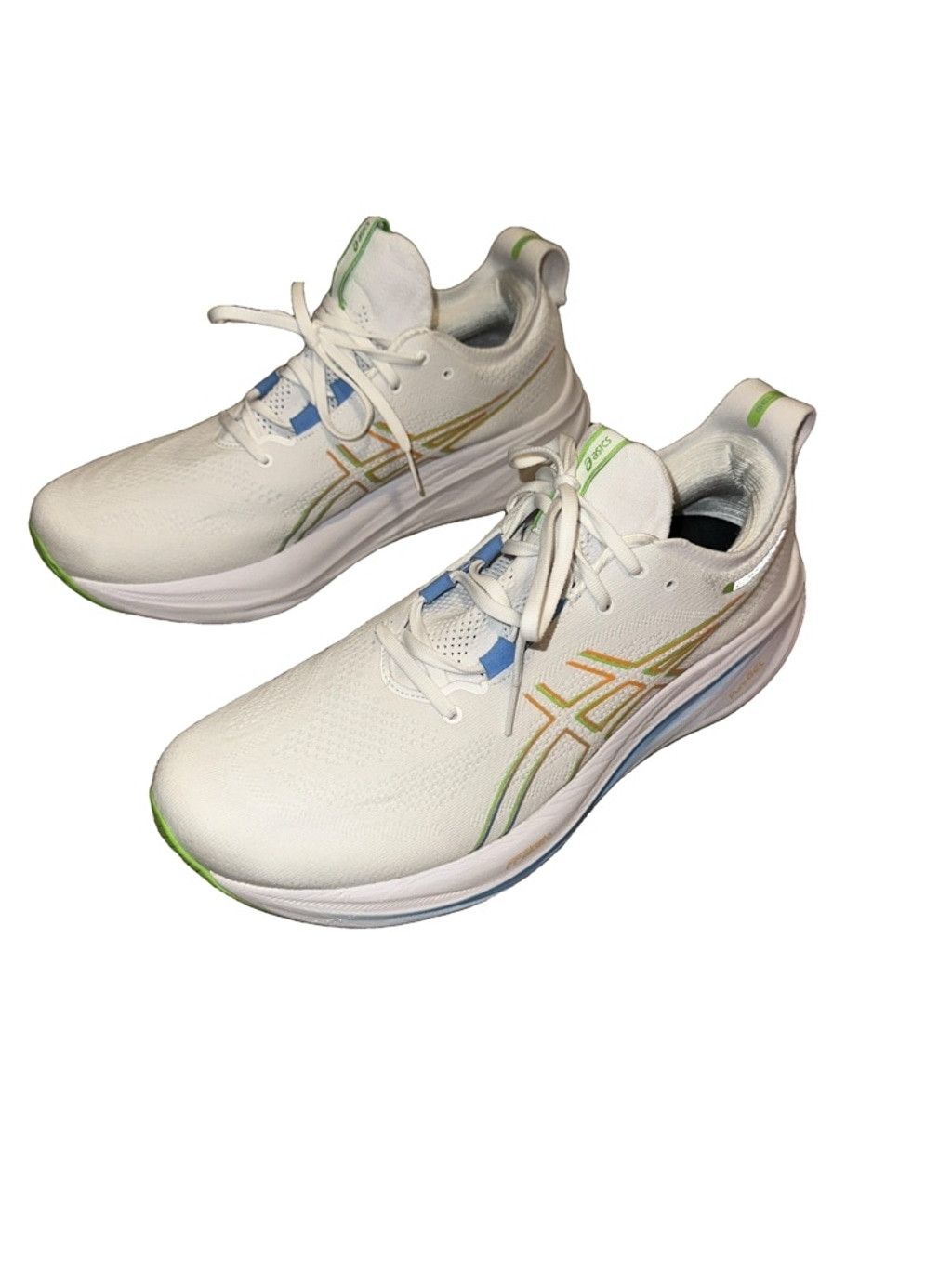 Asics Men's Asics Size US 12 White Blue Green Gel Nimbus 26 Size US 12 / EU 45 - 1 Thumbnail