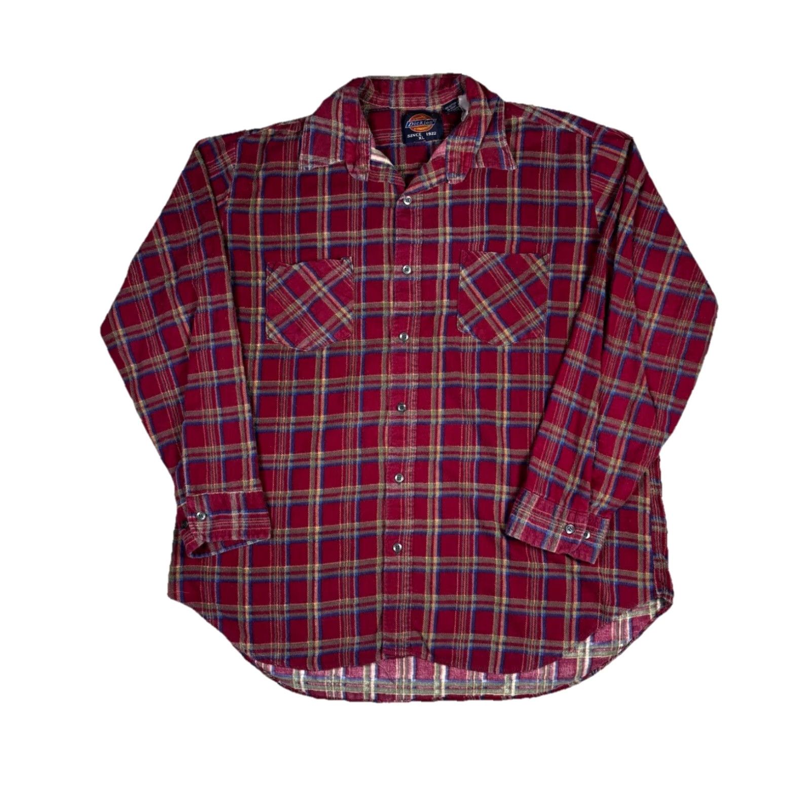 Dickies VINTAGE Dickies Flannel Shirt Button-Up Red Plaid Adult XL Workwear 90s Shirt Mens XL Red Plaid Button-Up Cotton Long Sleeve Button Size US XL / EU 56 / 4 - 2 Thumbnail