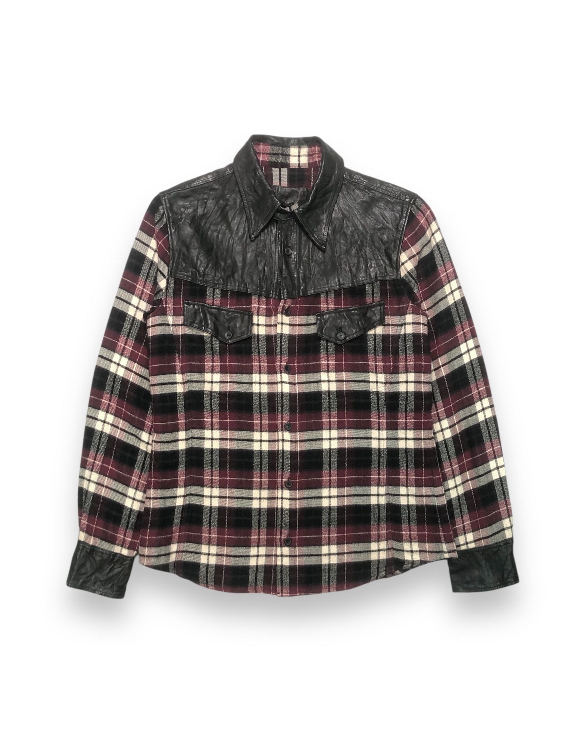 ballet ISAMU KATAYAMABACKLASHチェック柄レザーシャツ Isamu Katayama Backlash Check Flannel Calf Leather Shirt | Grailed
