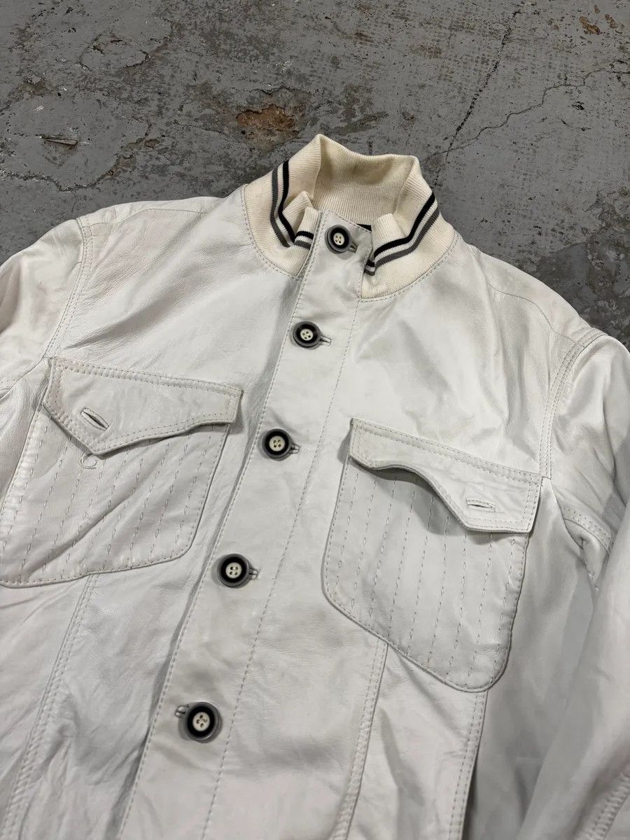 Just Cavalli 2000s Cavalli White Buttoned Leather Jacket Size US M / EU 48-50 / 2 - 5 Thumbnail