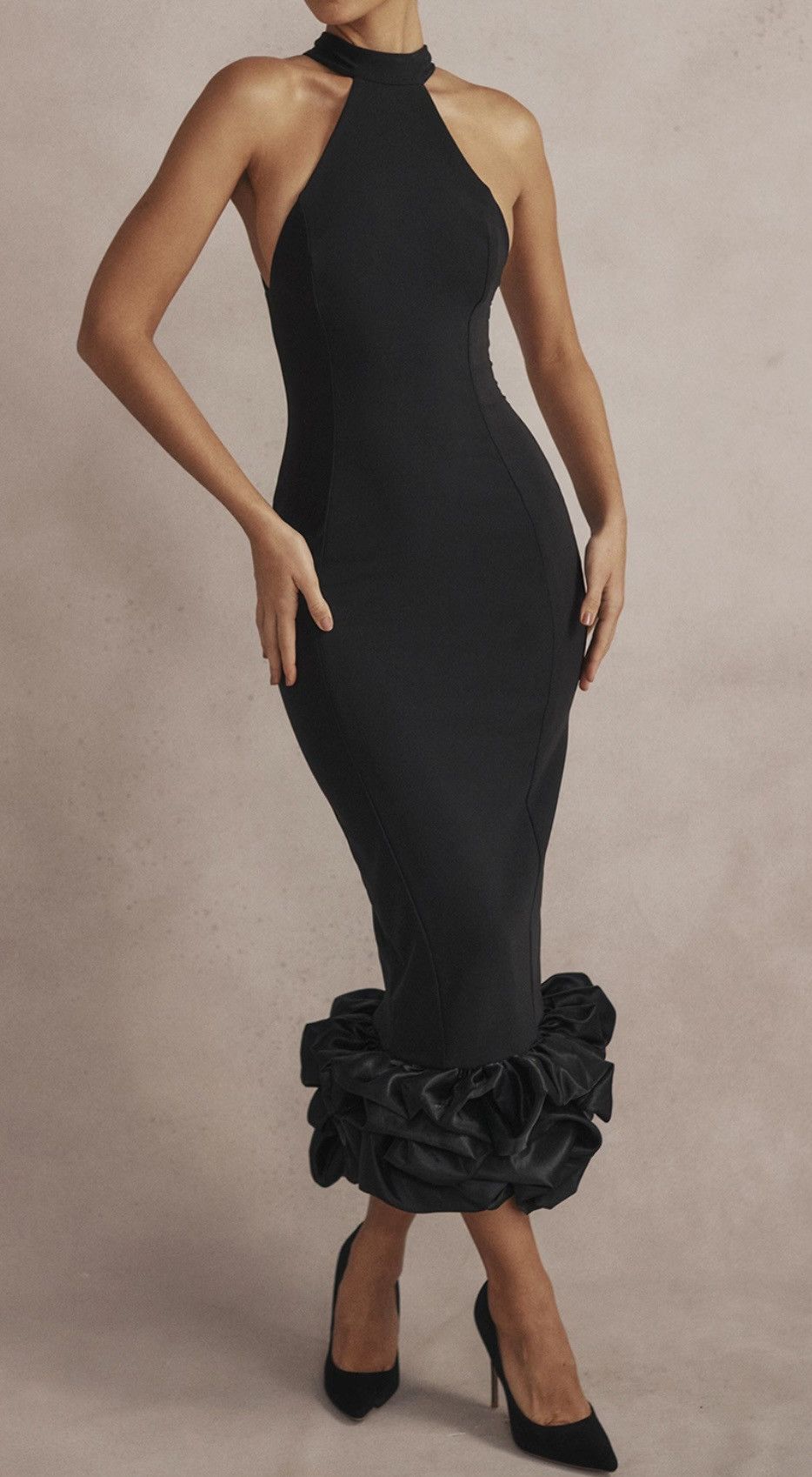 House of CB House of CB Juniper Black Peplum Midi Dress size S Size S / US 4 / IT 40 - 3 Thumbnail