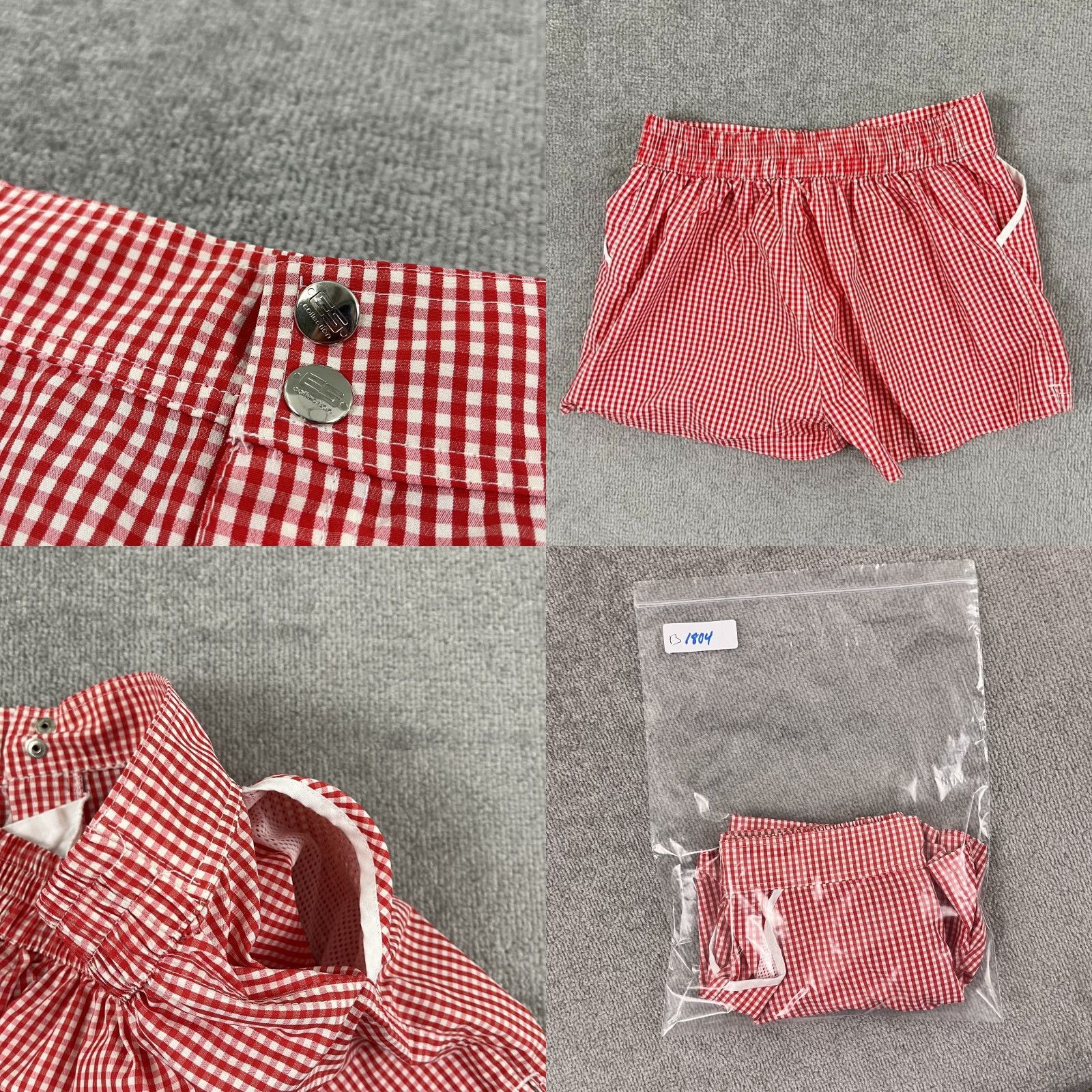 Vintage ES Collection Board Shorts Men 32/34 Trunks 2.5" Red White Check Linerless Polyester Swim Bottoms Size US 32 / EU 48 - 8 Thumbnail