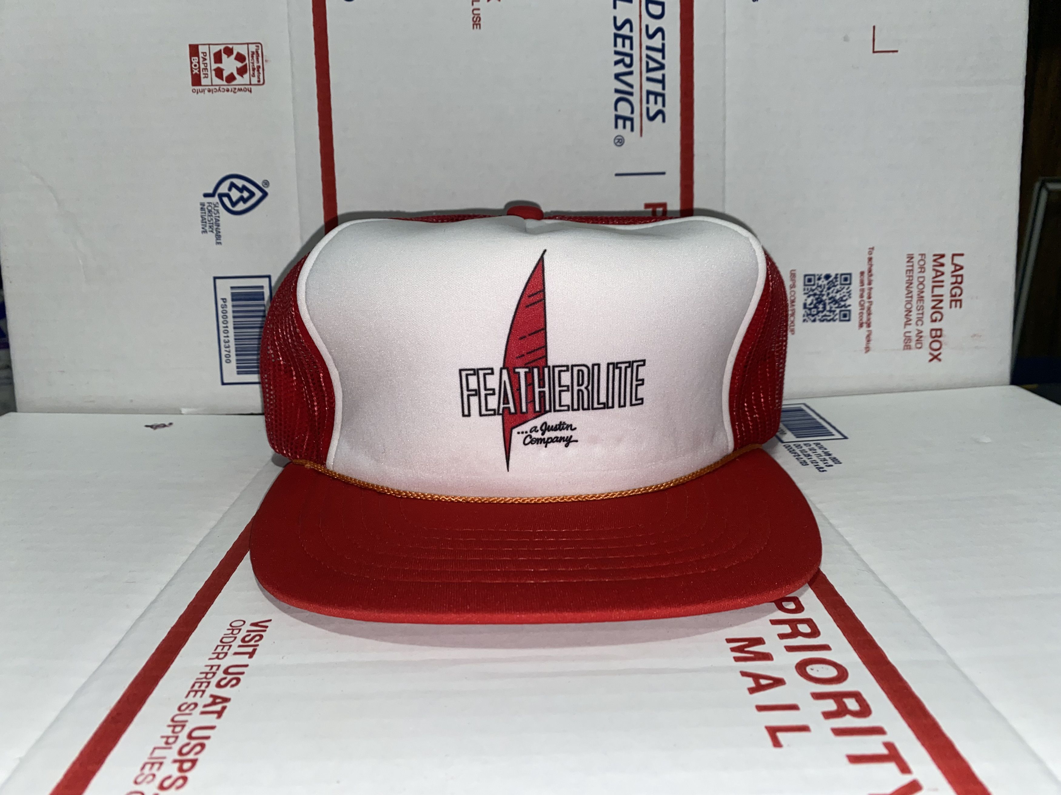 Vintage Featherlite Feather lite Justin Company Trucker Hat Snapback Size ONE SIZE - 1 Thumbnail
