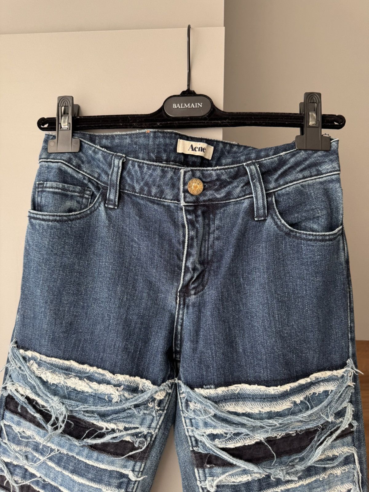 Acne Studios × Jean Acne AW10 Kex Slice Denim Collage Jeans Size 36 Low-Waist Size 25" / US 0 / IT 36 - 2 Thumbnail