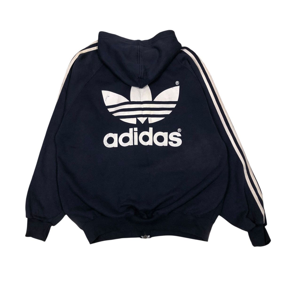 Adidas 🔥VINTAGE ZIPPER HOODIE JACKET ADIDAS BIG LOGO BACK HIT Size US L / EU 52-54 / 3 - 1 Thumbnail