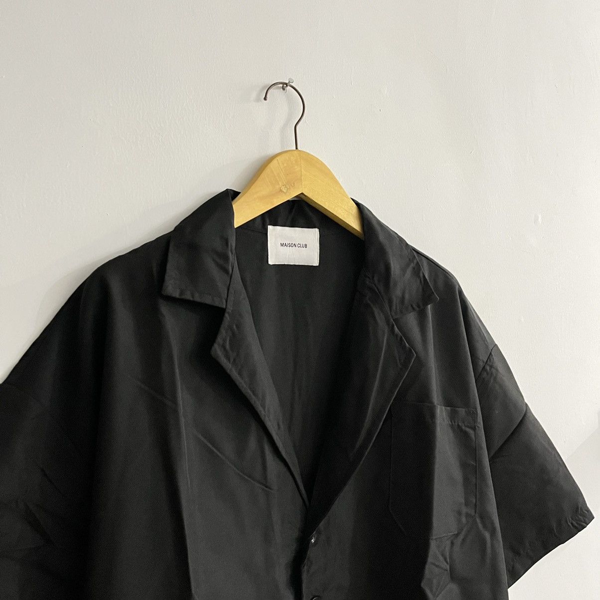 Issey Miyake Maison Club - Black Wide Camp Collar Button Up Shirt Size US XL / EU 56 / 4 - 3 Thumbnail
