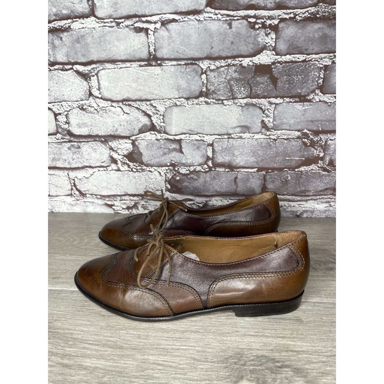 Bass G.H. Bass Tailored Brown Leather Wingtip Lace Oxfords Shoes Size US 7.5 / IT 37.5 - 20 Thumbnail