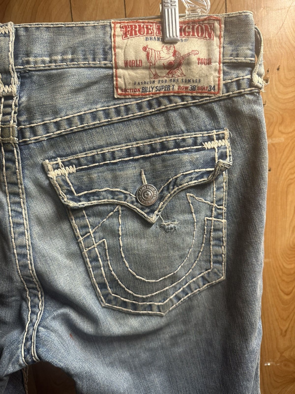 True Religion × Vintage True Religion Distressed Flared Jeans Size US 38 / EU 54 - 3 Thumbnail