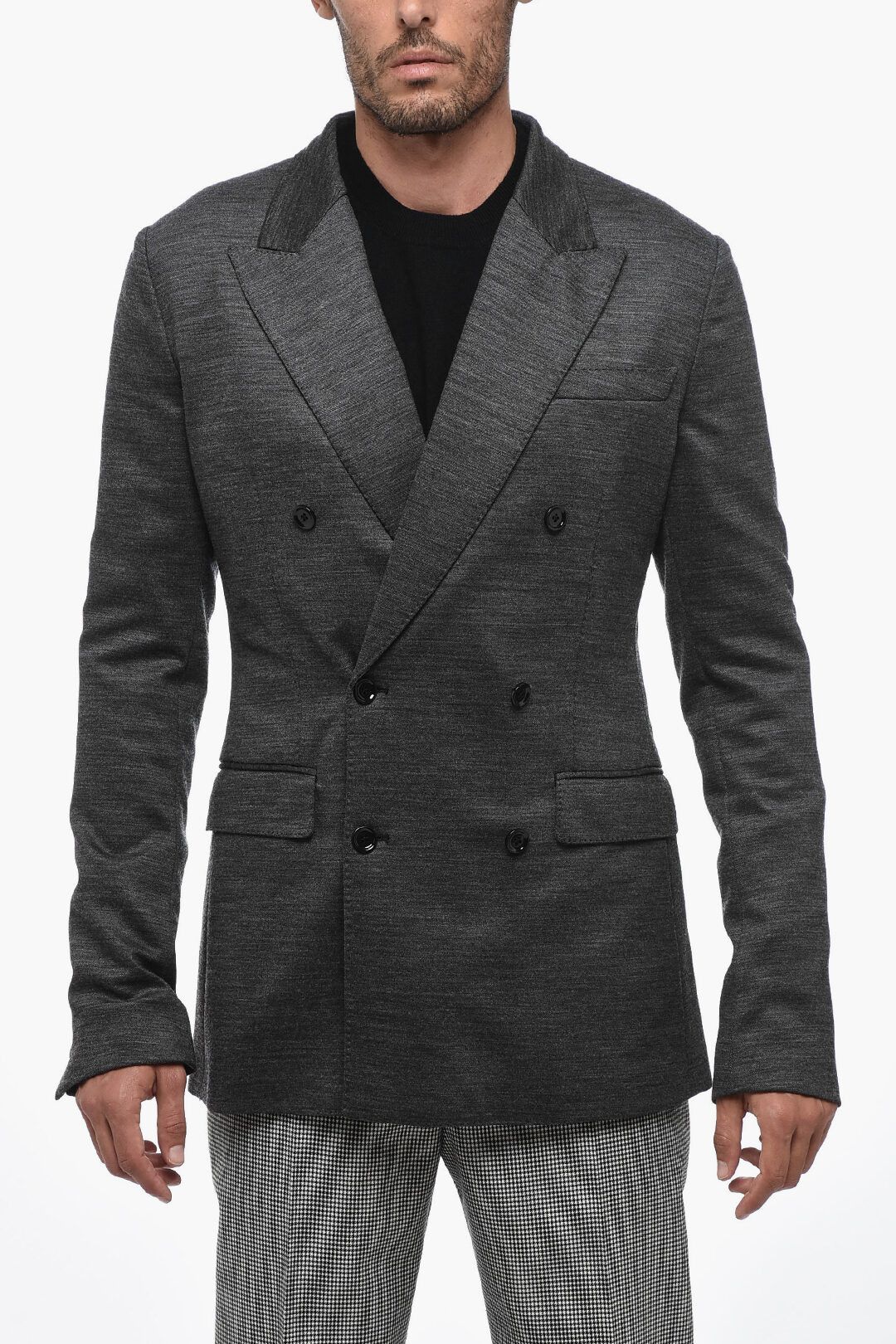 Dolce & Gabbana og1mm0825 Wool Blend Double Breasted Blazer in Grey Size US M / EU 48-50 / 2 - 1 Thumbnail