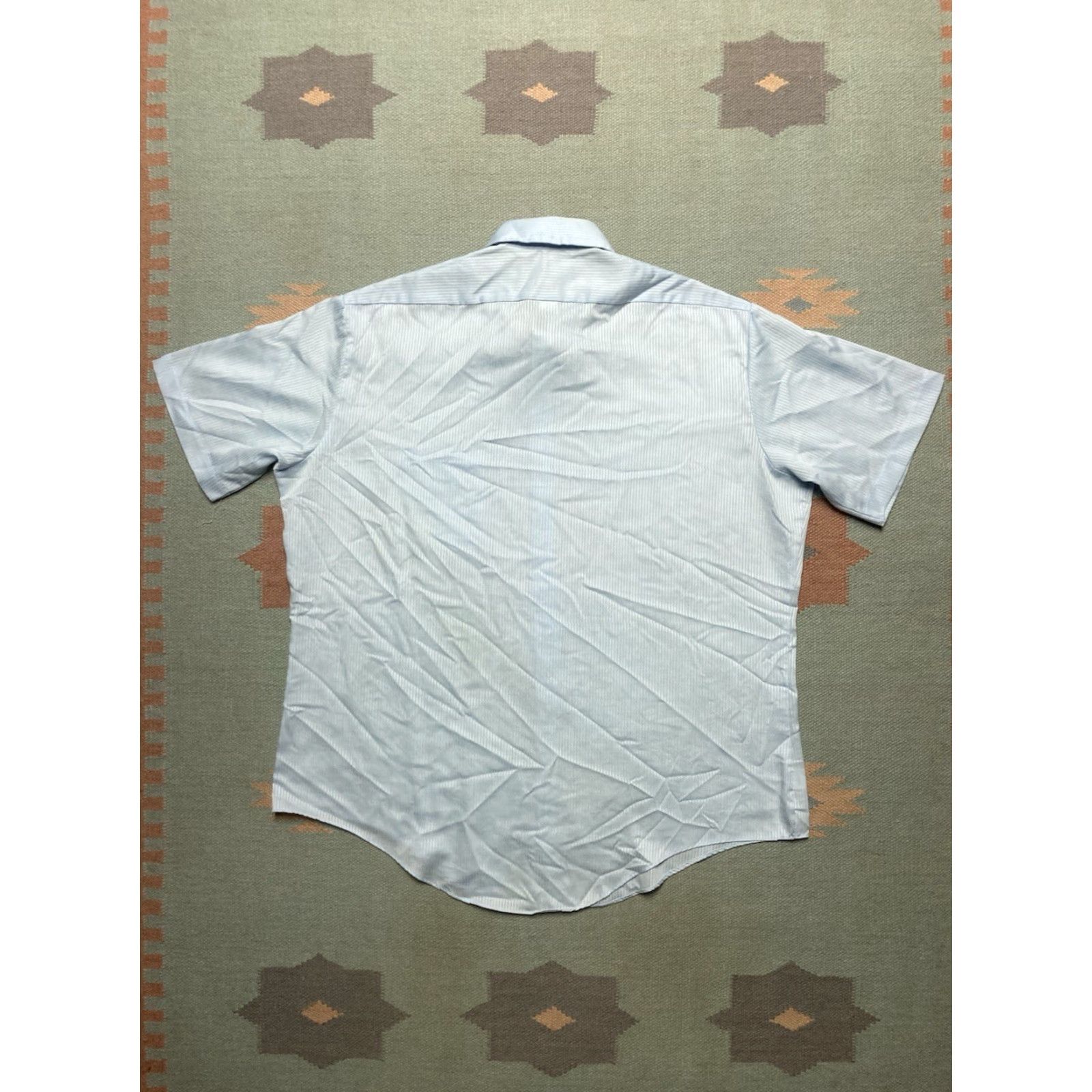 Sears VINTAGE 80s Sears Button-Up Short Sleeve Shirt XL Striped Lightweight Cotton Poly Blue Men Size US XL / EU 56 / 4 - 7 Thumbnail