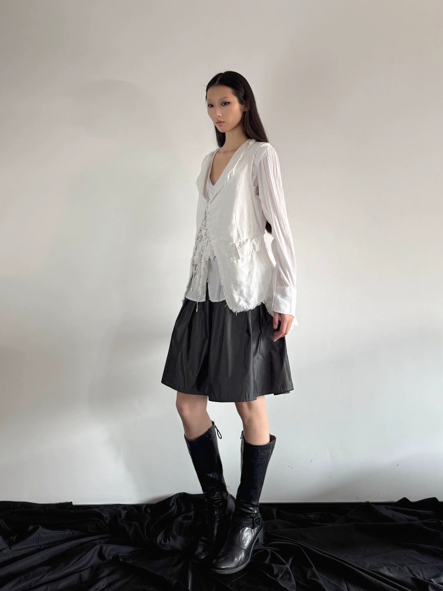 Vintage French Brand Distressed Tie Linen/Cotton Jkt Women Size 40 Size S / US 4 / IT 40 - 8 Thumbnail