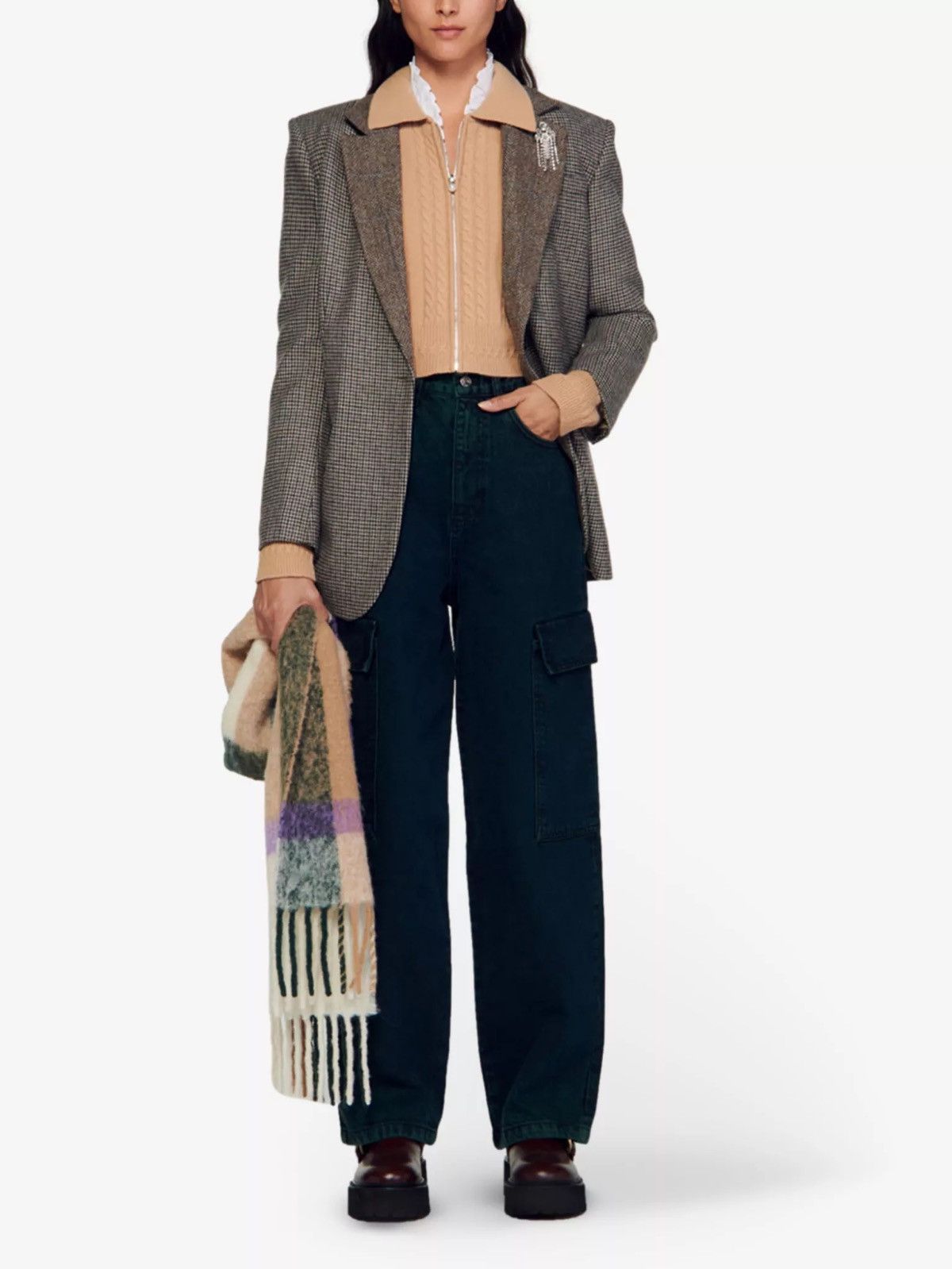 Sandro Sandro Cheryl Cabel Knit Cropped Wool and Cashmere Cardigan Size XXS / US 00 / IT 34 - 3 Thumbnail