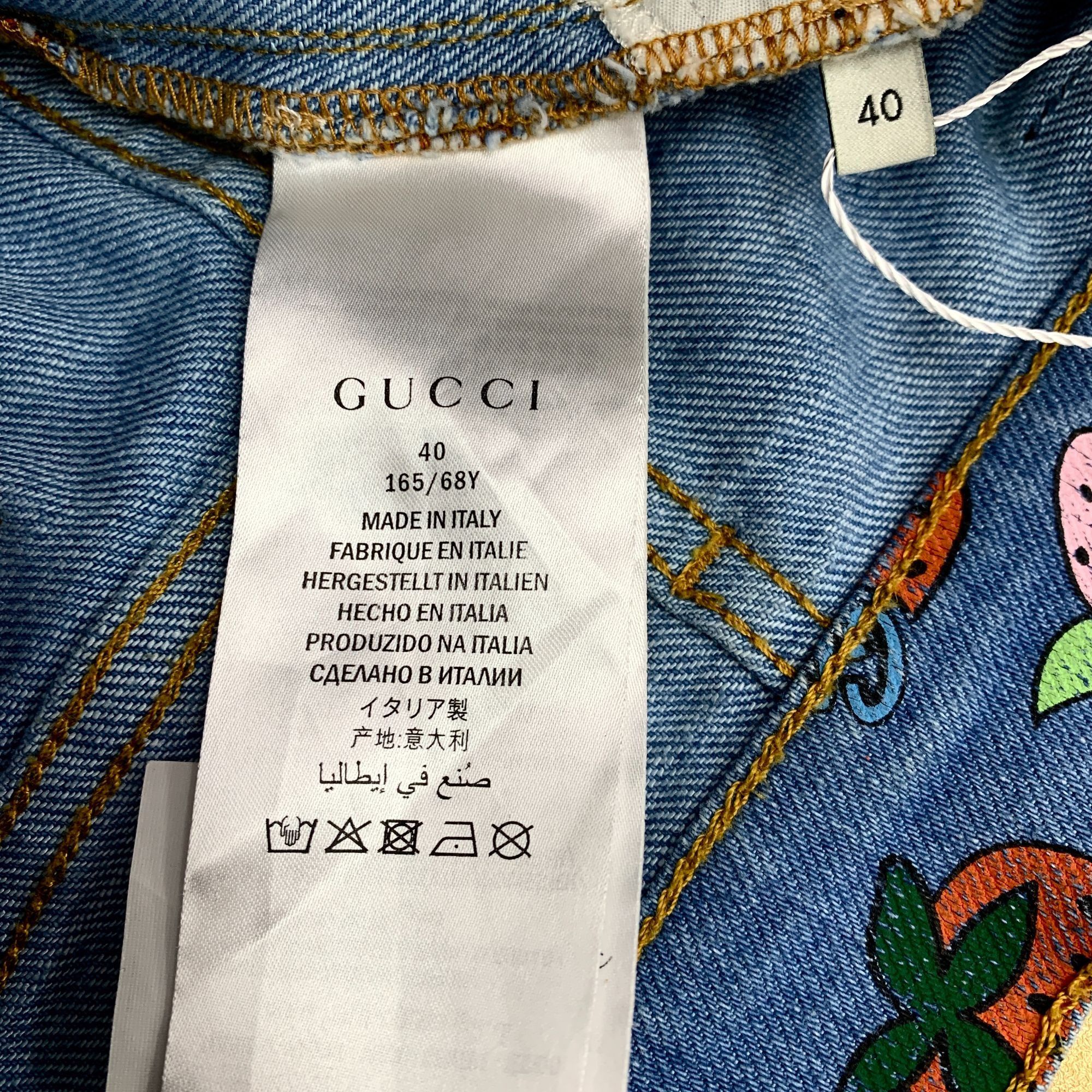 Gucci Gucci Blue Strawberry Print Cotton Denim Skirt Size 40M Made Size 40" / US 18 - 5 Thumbnail