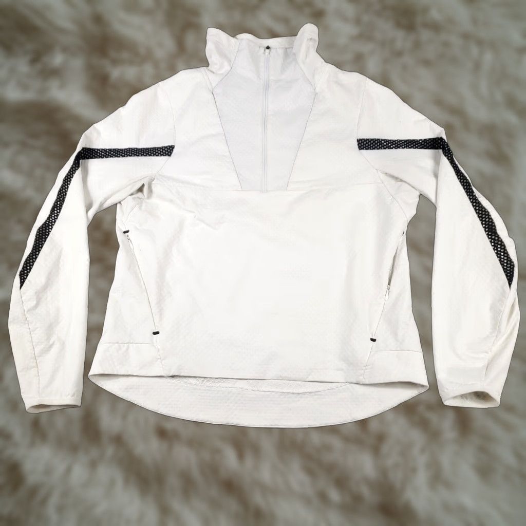 Nike Nike Windbreaker Jacket Womens Large Off-White Black Full Zip Activewear Size L / US 10 / IT 46 - 1 Thumbnail