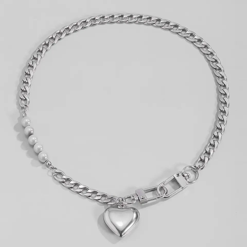 Jewelry × Vintage Salircon Punk Stainless Steel Heart Pendant Necklace Size ONE SIZE - 4 Thumbnail