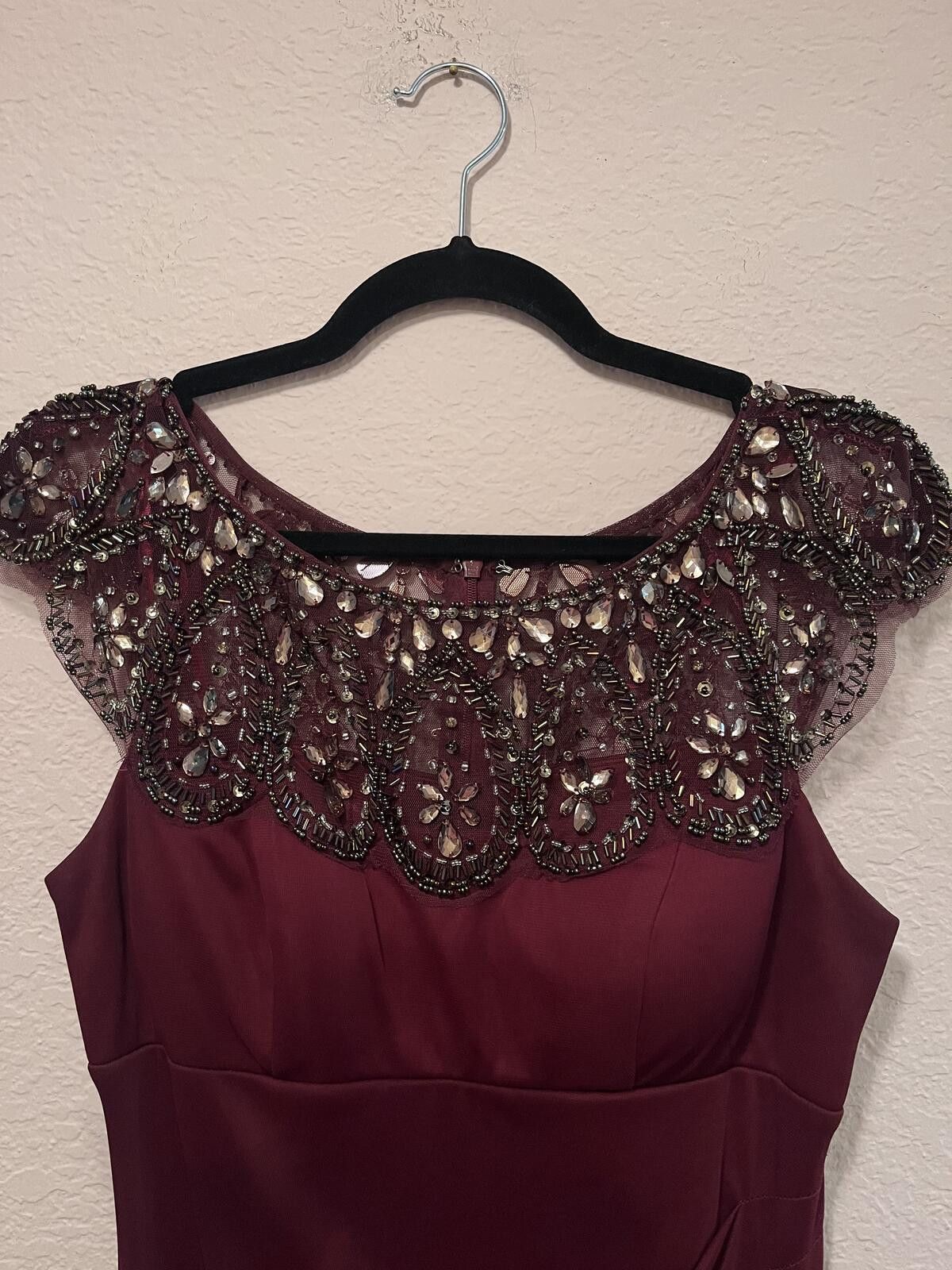 Unknown London Xscape Burgundy Beaded Evening Dress Size 8 Cocktail Dress Size M / US 6-8 / IT 42-44 - 3 Thumbnail