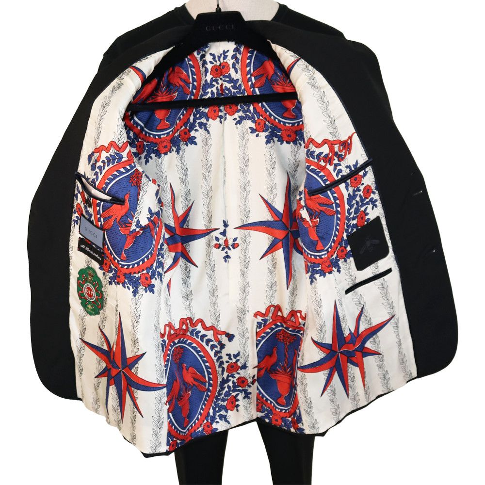 Gucci Gucci Black Wool Suit with Loved Dragon Back Embroidery Size 48R - 11 Thumbnail