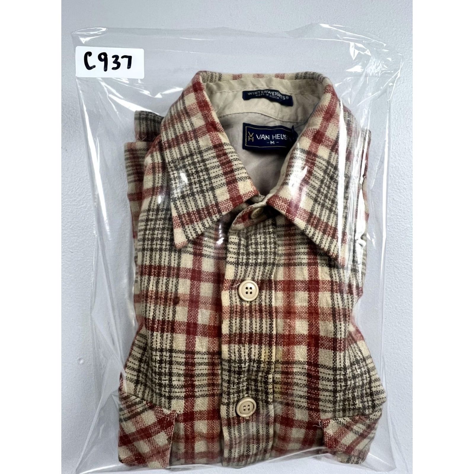 Van Heusen Vintage Van Heusen Shirt Mens M Beige Plaid Flannel Lined Winterweights 70s Size US M / EU 48-50 / 2 - 8 Thumbnail