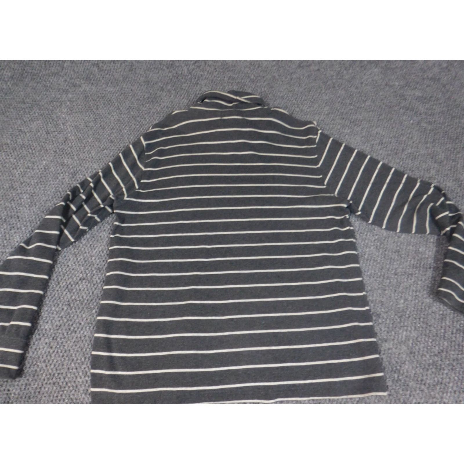 Jones New York Jones New York Womens Sweater L Gray Striped Pullover Knit Open-Knit Long Sleeve Round Neck Sports Logo 100% Cotton Regular Size L / US 10 / IT 46 - 6 Thumbnail