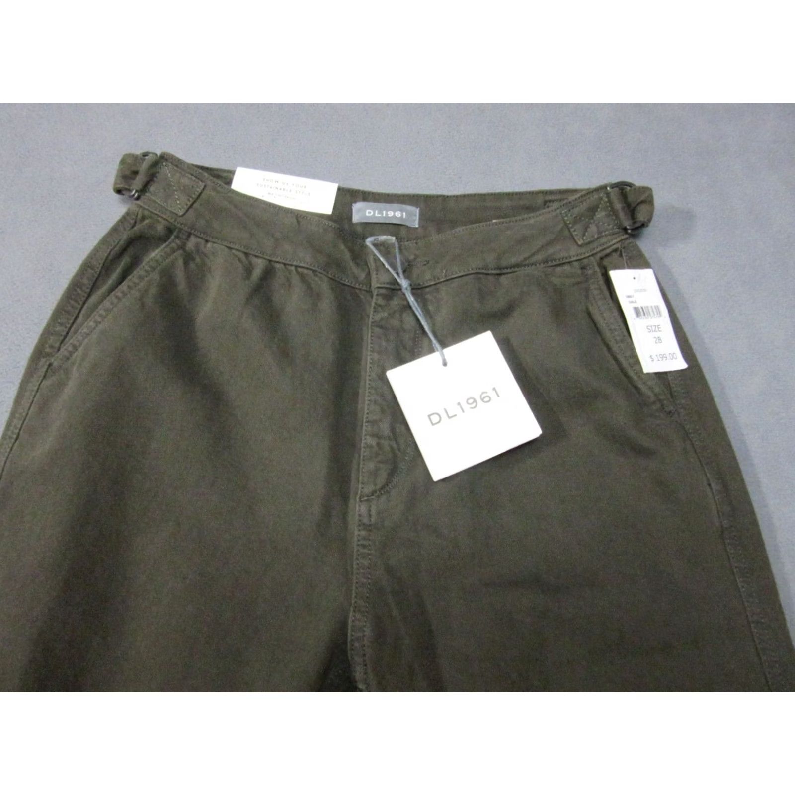 DL1961 DL1961 Jeans Womens 28 Green Hepburn High Rise Wide Leg Pockets Zip-Fly With Tags Size 28" / US 6 / IT 42 - 2 Thumbnail