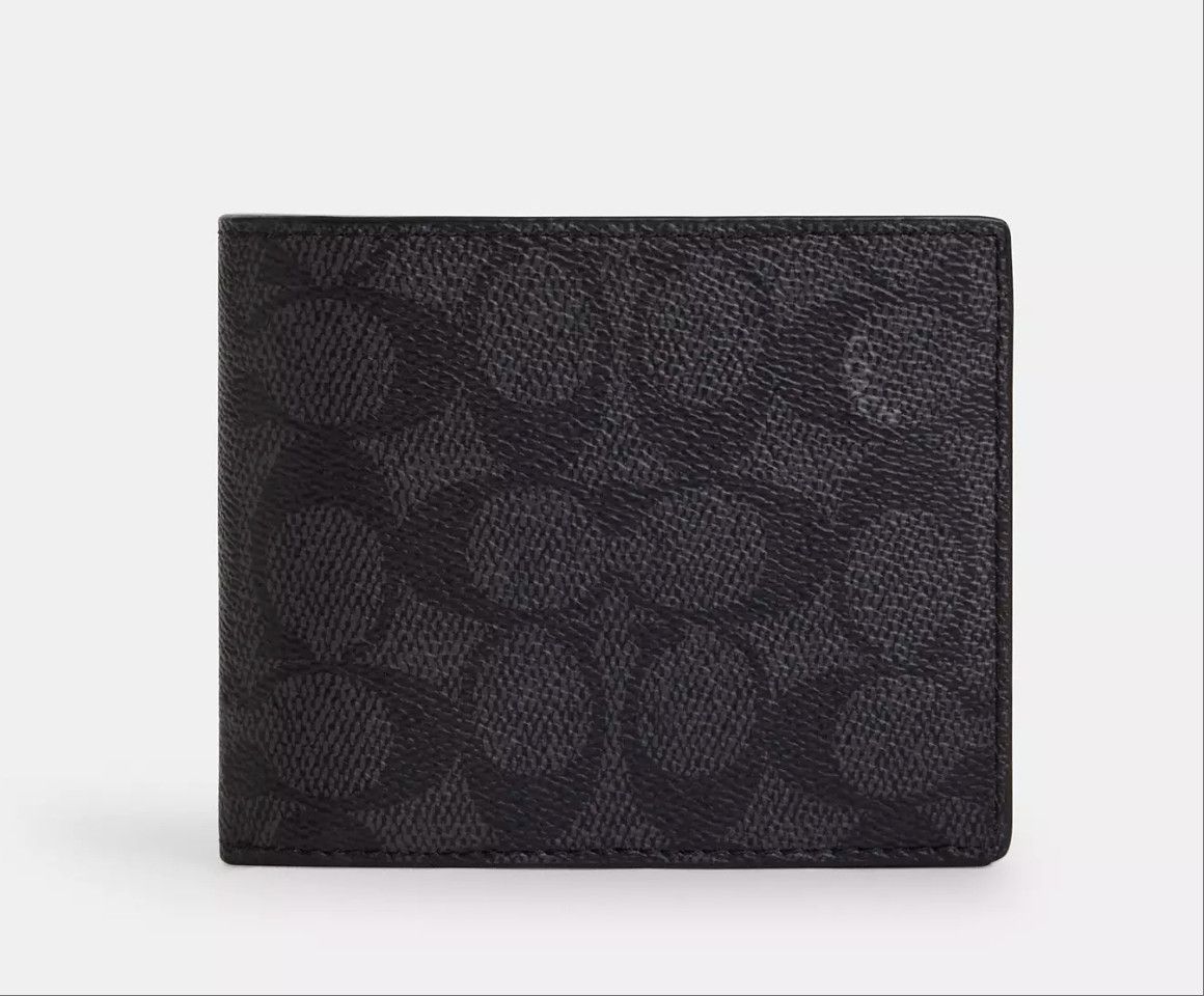 Coach 3 In 1 Wallet In Signature Canvas Charcoal/Black Size ONE SIZE - 6 Thumbnail