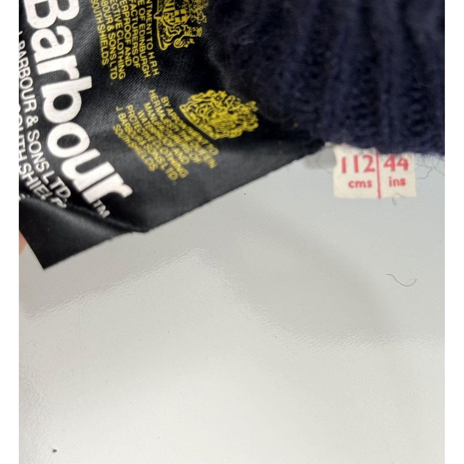 Barbour BARBOUR Heavy Duty Knit PURE NEW WOOL / UK Mens 44 Sweater, Blue, Wool Knit Pullover, Collared, 112 Sweater Size 44 Mens Barbour Size US XXL / EU 58 / 5 - 4 Thumbnail