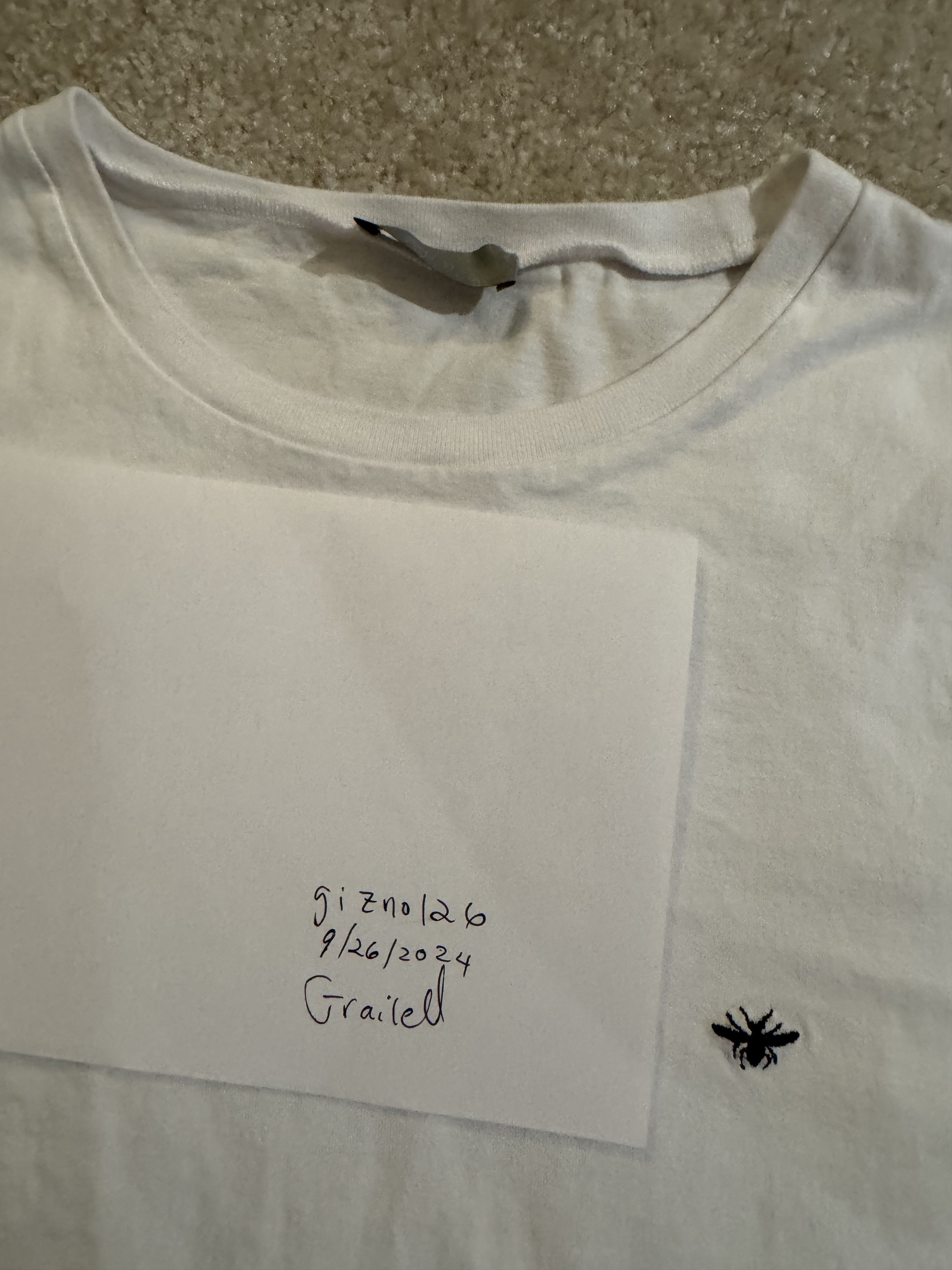 Dior Dior White Cotton Jersey Tee with Bee Embroidery Size US M / EU 48-50 / 2 - 8 Thumbnail