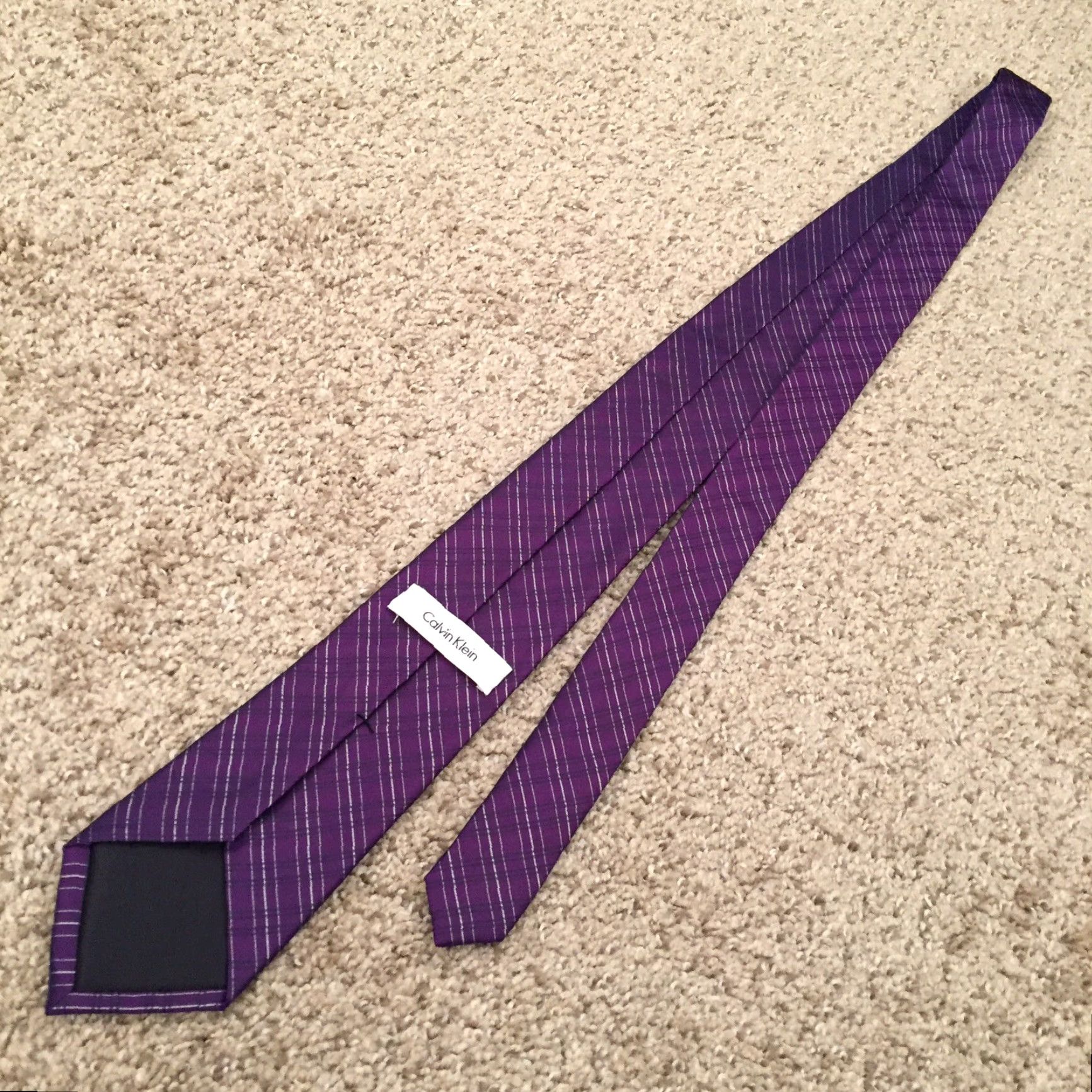 Calvin Klein Calvin Klein Tie 100% Silk Purple Silver Plaid Classic Men Size ONE SIZE - 6 Thumbnail