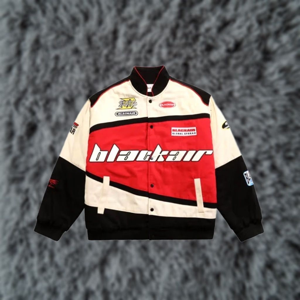 Vintage Aelfric Eden Blackair Motorsports Vintage Racing Bomber Jacket Logo Y2K Style Mens M Black Logo 90s Racing Jacket Size US M / EU 48-50 / 2 - 1 Thumbnail
