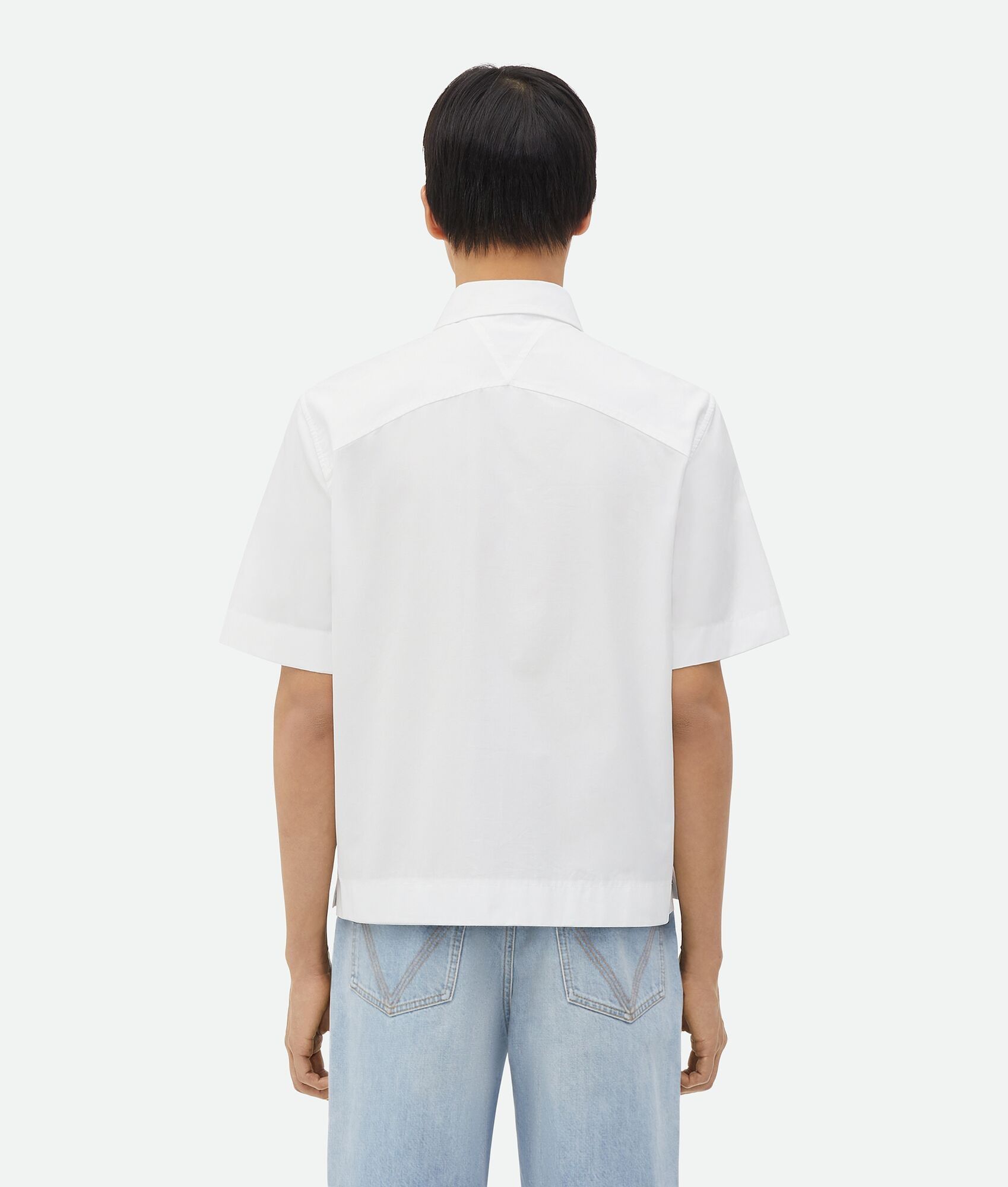 Bottega Veneta o1w1db10525 Relaxed Fit Short-Sleeved Cotton Shirt in White Size US M / EU 48-50 / 2 - 3 Thumbnail