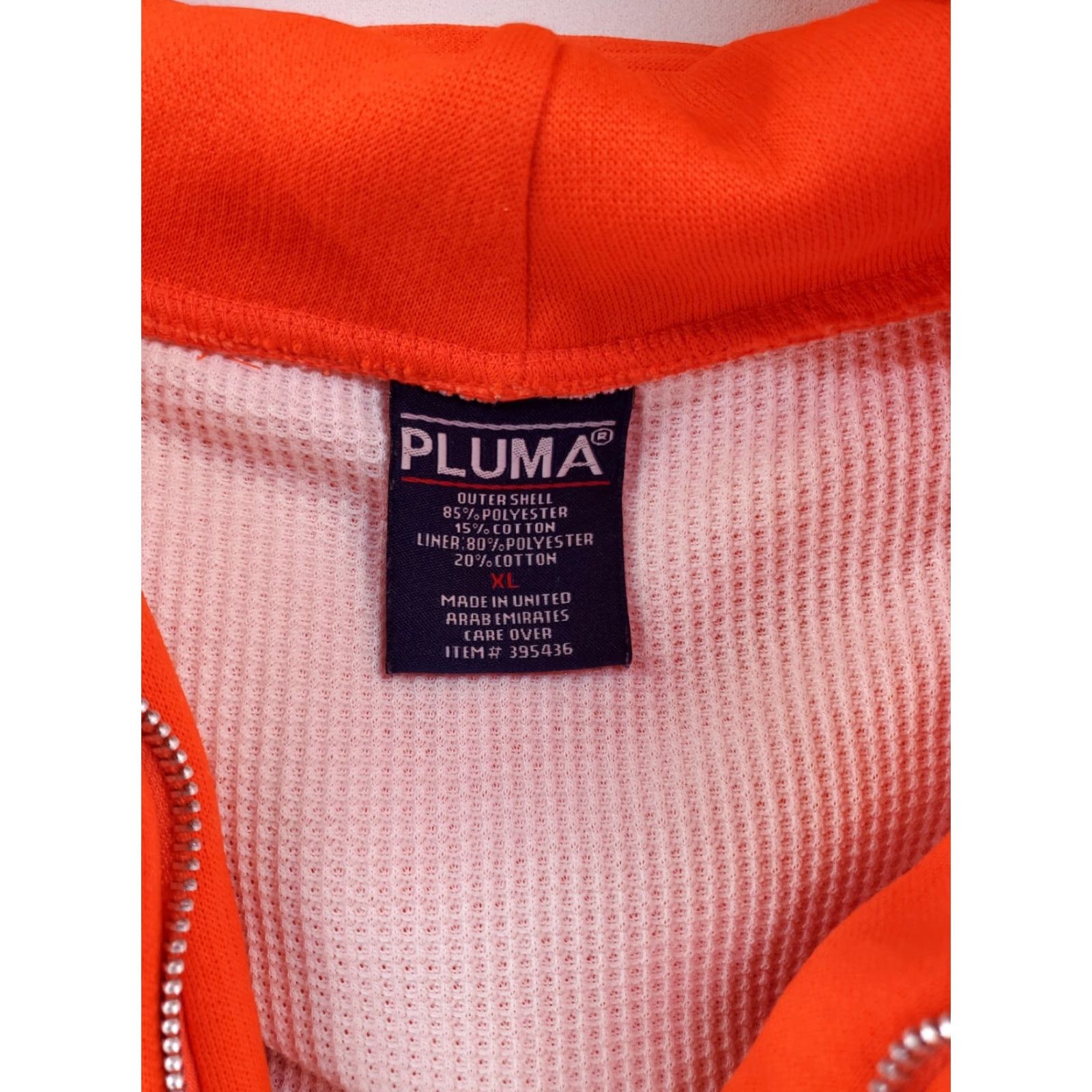 Vintage Pluma Thermal Lined Full Zip Hoodie Blaze Orange Mens XL Hoodie Windbreaker Orange XL Mens Size US XL / EU 56 / 4 - 5 Thumbnail