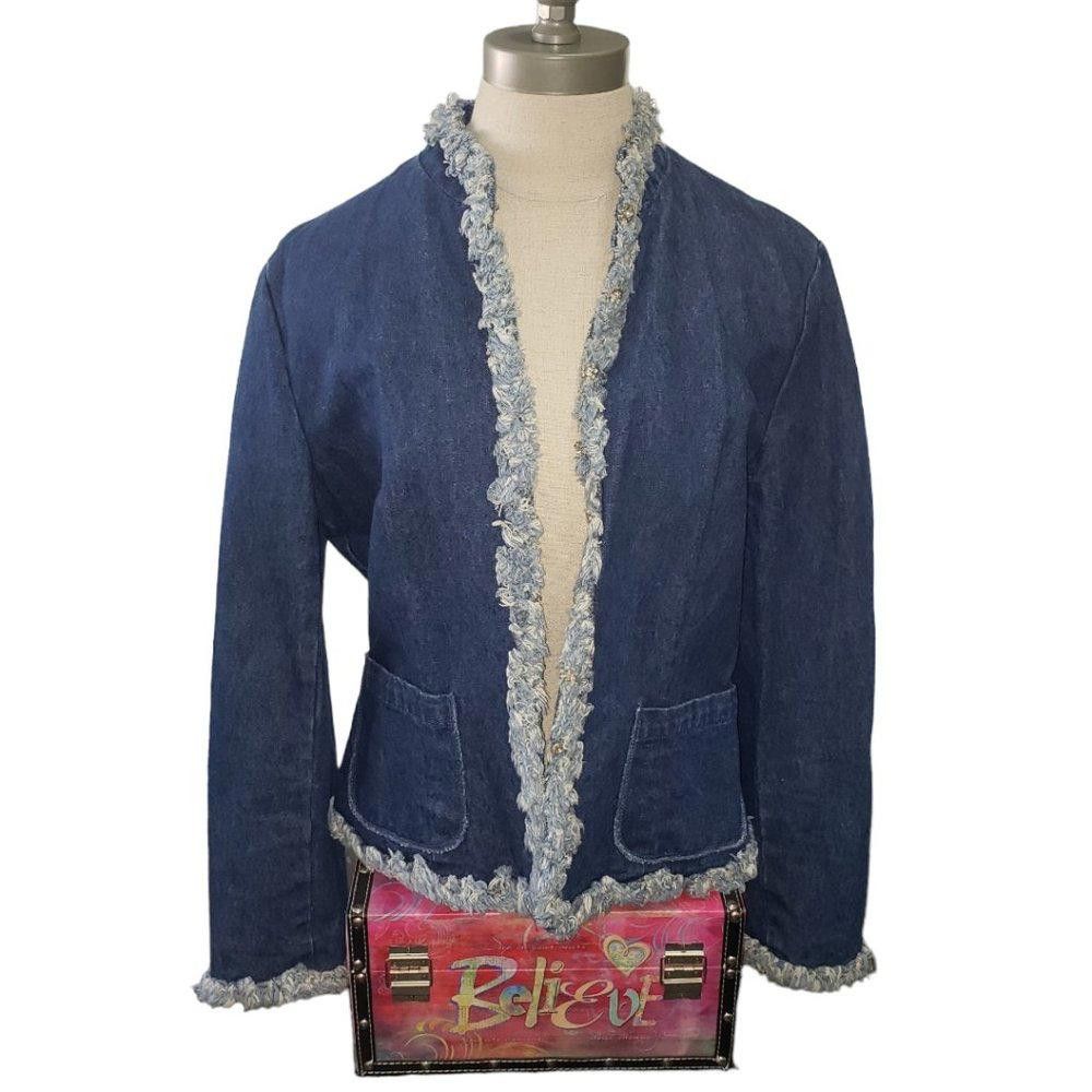 Other CT791a Westport Ladies Fringed Denim Blazer M Size M / US 6-8 / IT 42-44 - 1 Thumbnail