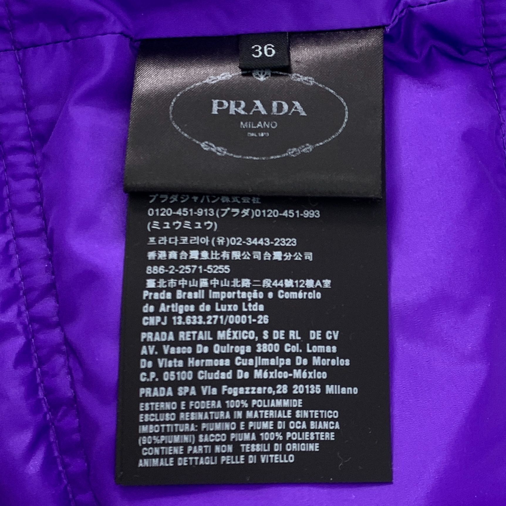 Prada Prada Purple Puffer Jacket With Detachable Hood & Zippered P Size XS / US 0-2 / IT 36-38 - 8 Thumbnail