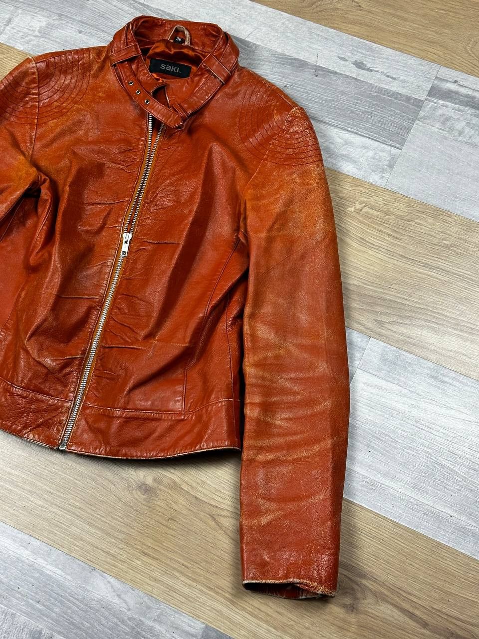 Leather Vintage Slim Bomber Cropped Leather Jacket Grunge Size S / US 4 / IT 40 - 4 Thumbnail
