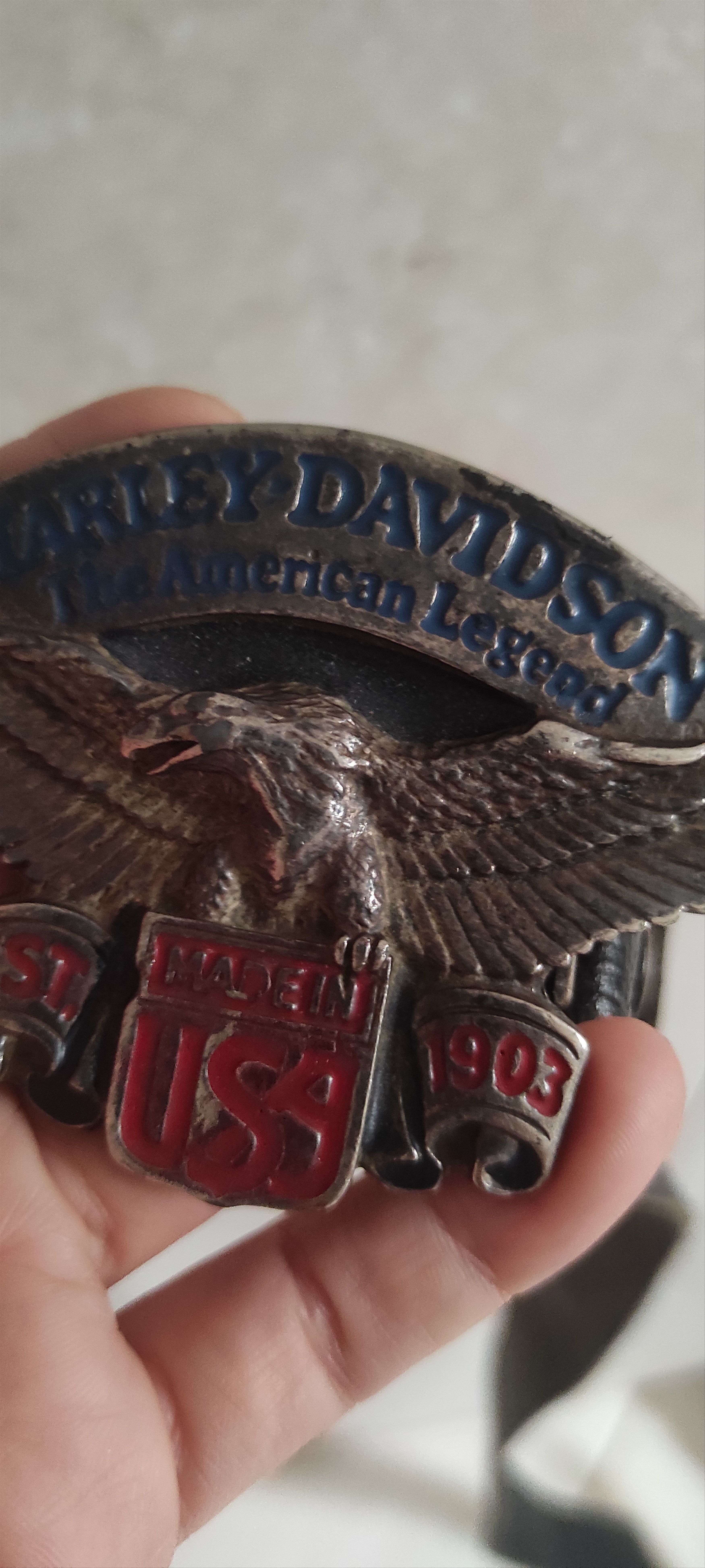 Harley Davidson × Leather Harley Davidson Leather Motor Belt Bald Eagle Made Italy Size ONE SIZE - 4 Thumbnail