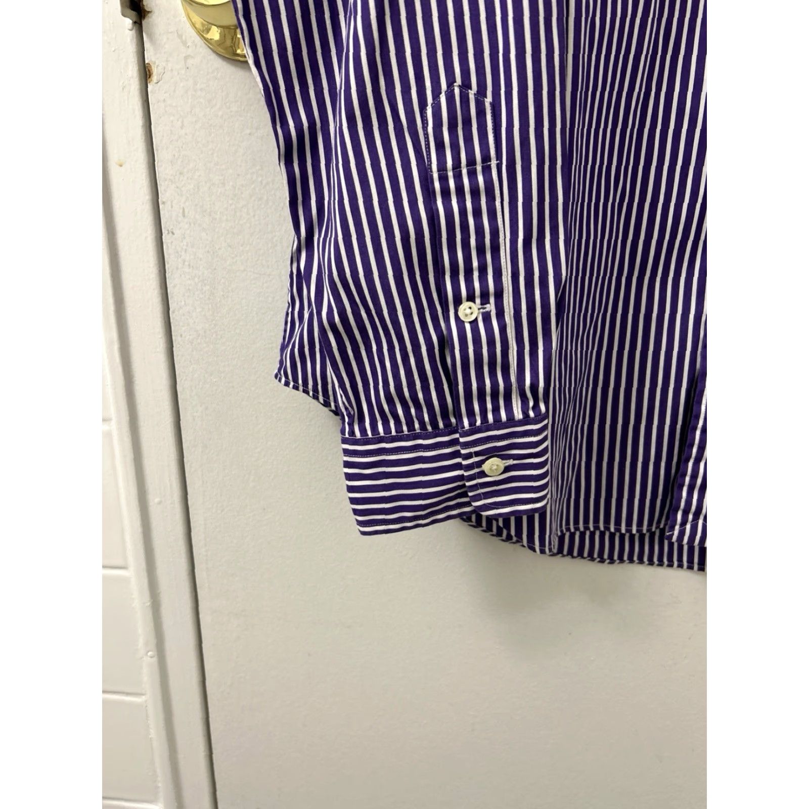 Ralph Lauren VINTAGE Ralph Lauren Shirt Mens L Purple White Striped Oxford Classic Button Down Size US L / EU 52-54 / 3 - 7 Thumbnail