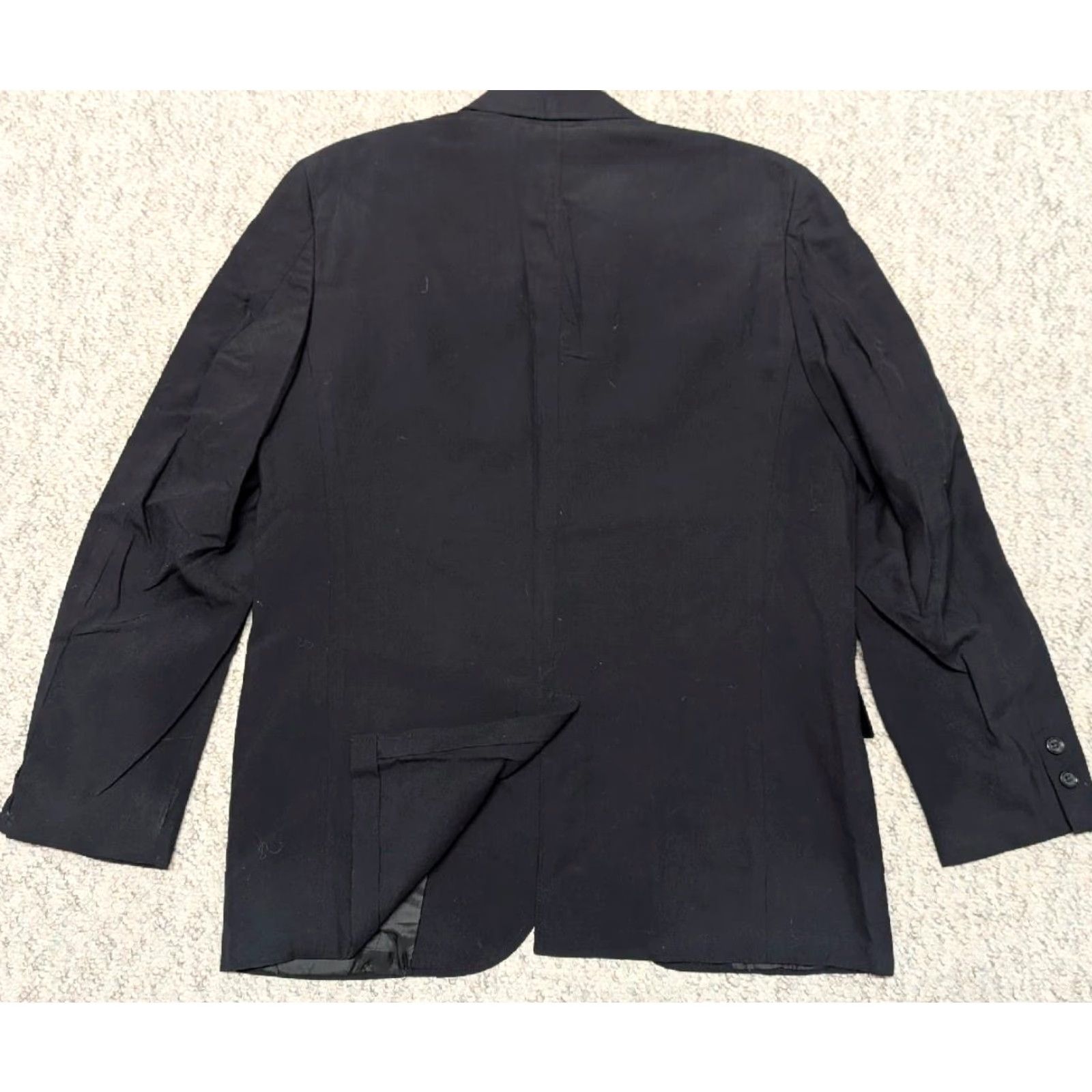 Sears VINTAGE Sears Blazer Blazer Men 40R Navy Poplin Cotton USA Made 2/3 Roll Notch Lapel Solid 1950s 1960s Mens Size 40R - 2 Thumbnail